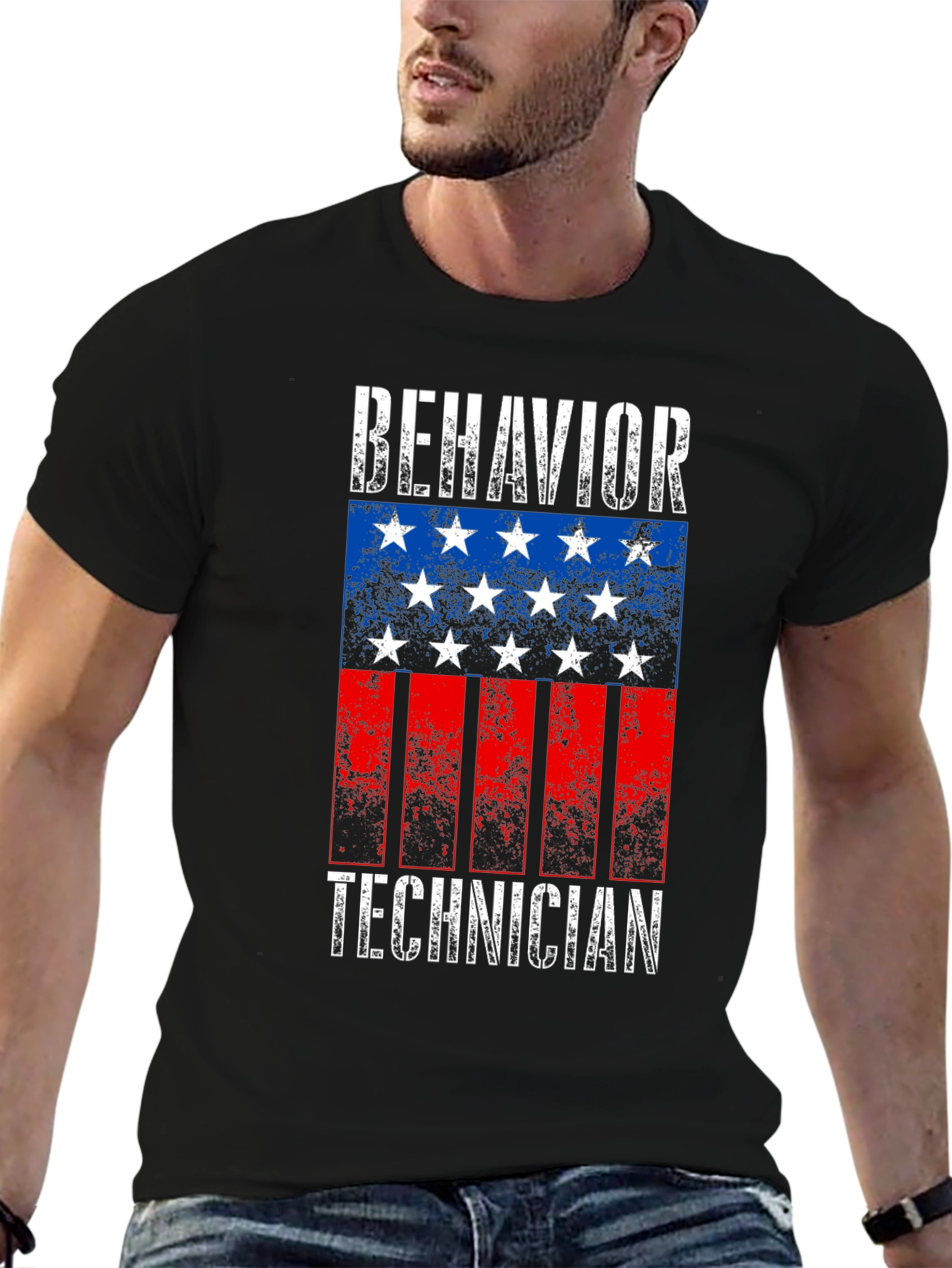 Black Behavior Technician Flag T-Shirt view 6