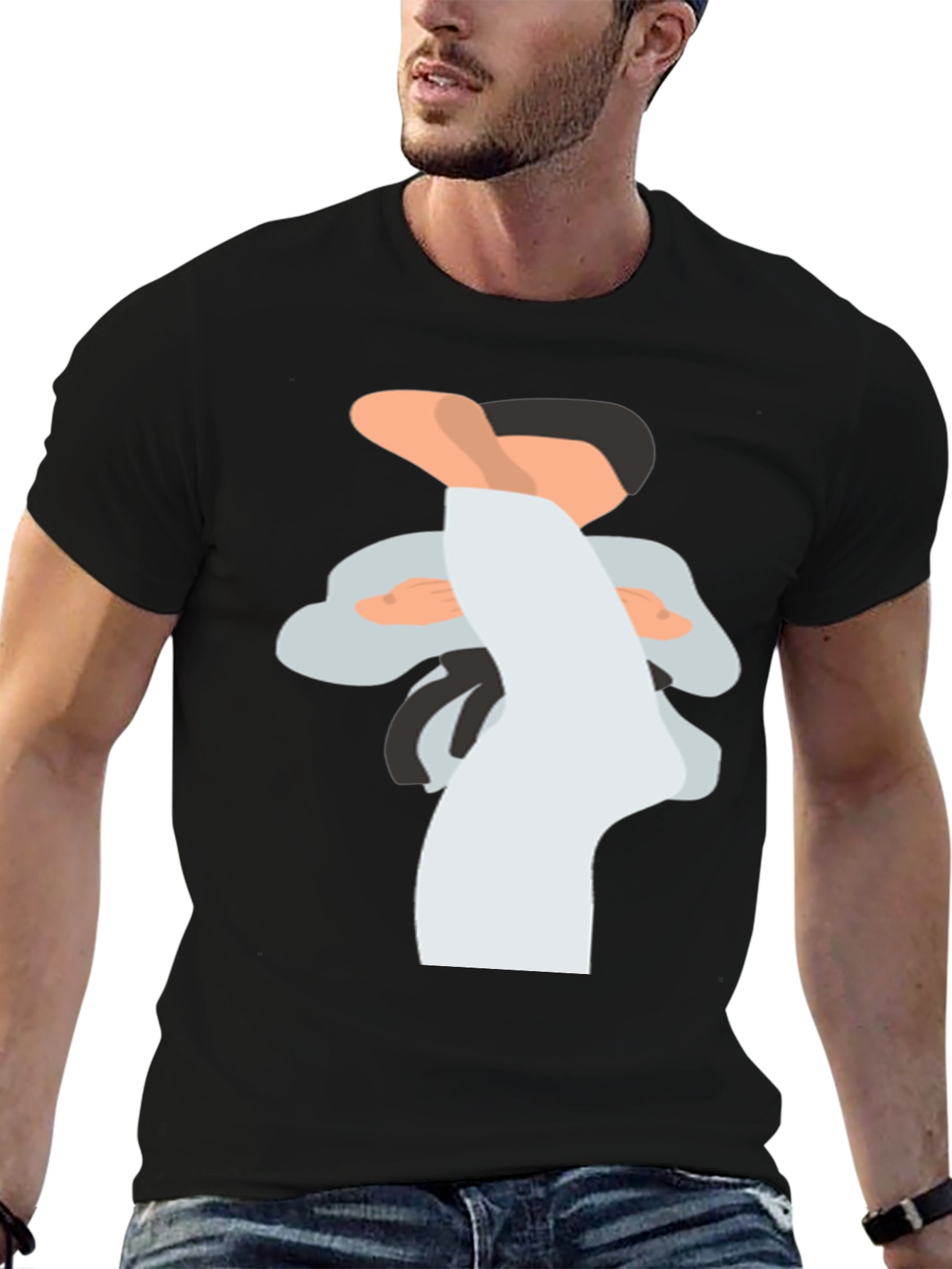 Black Minimalist Doctor Graphic Tee - Black Cotton Blend view 6