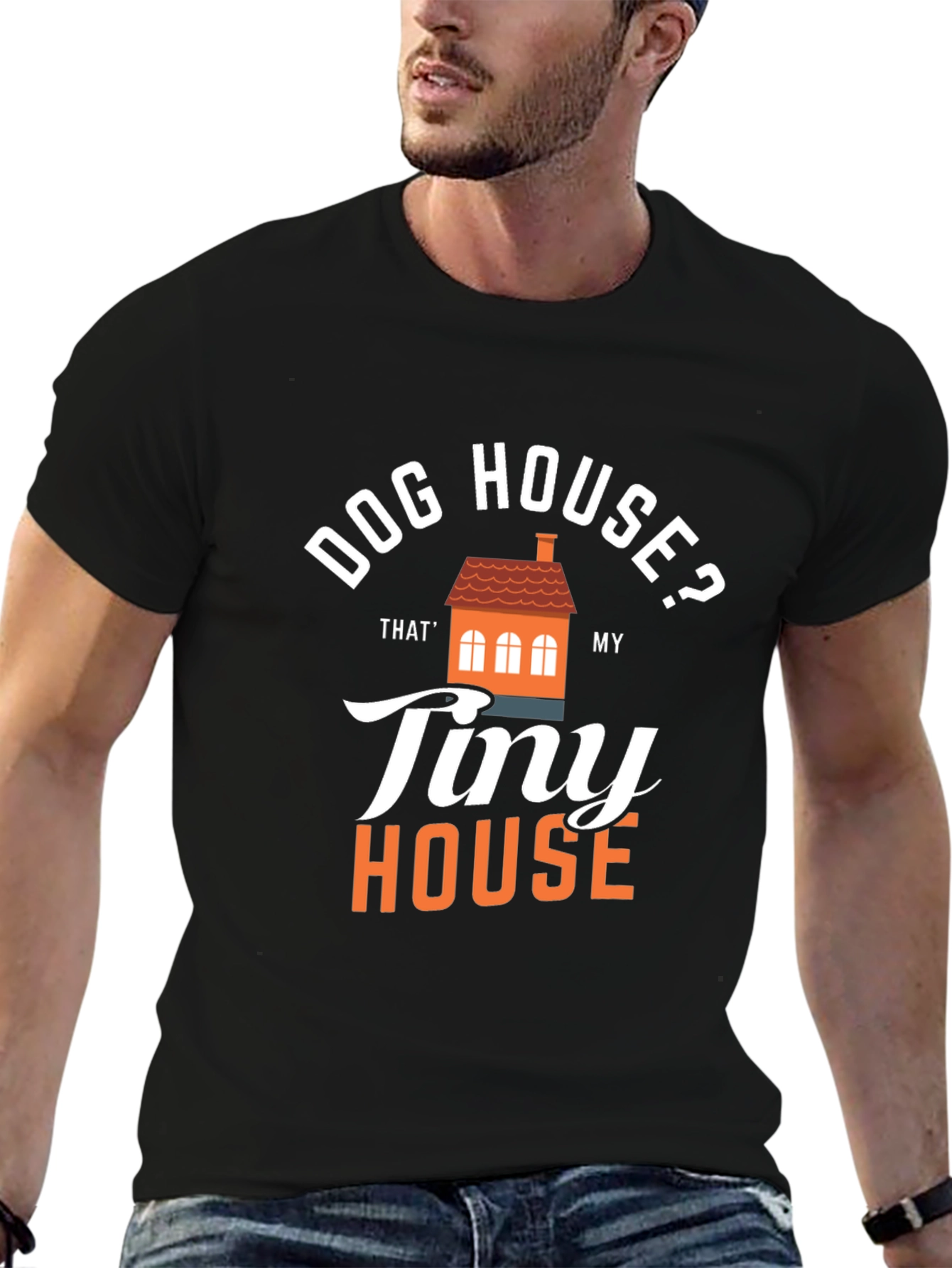 Black Dog House? Tiny House Graphic T-Shirt view 6