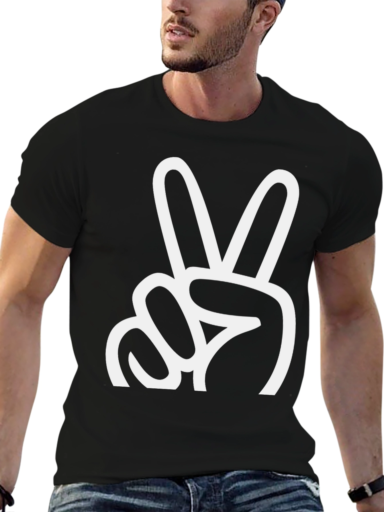 Black Peace Sign Graphic Tee - Classic Black view 6