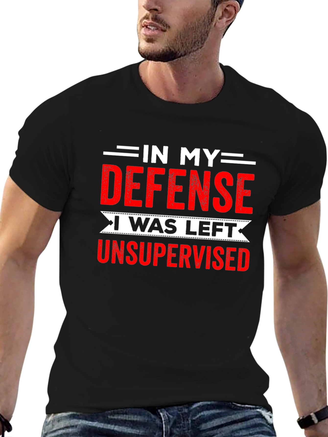 Black Funny Unsupervised T-Shirt view 6