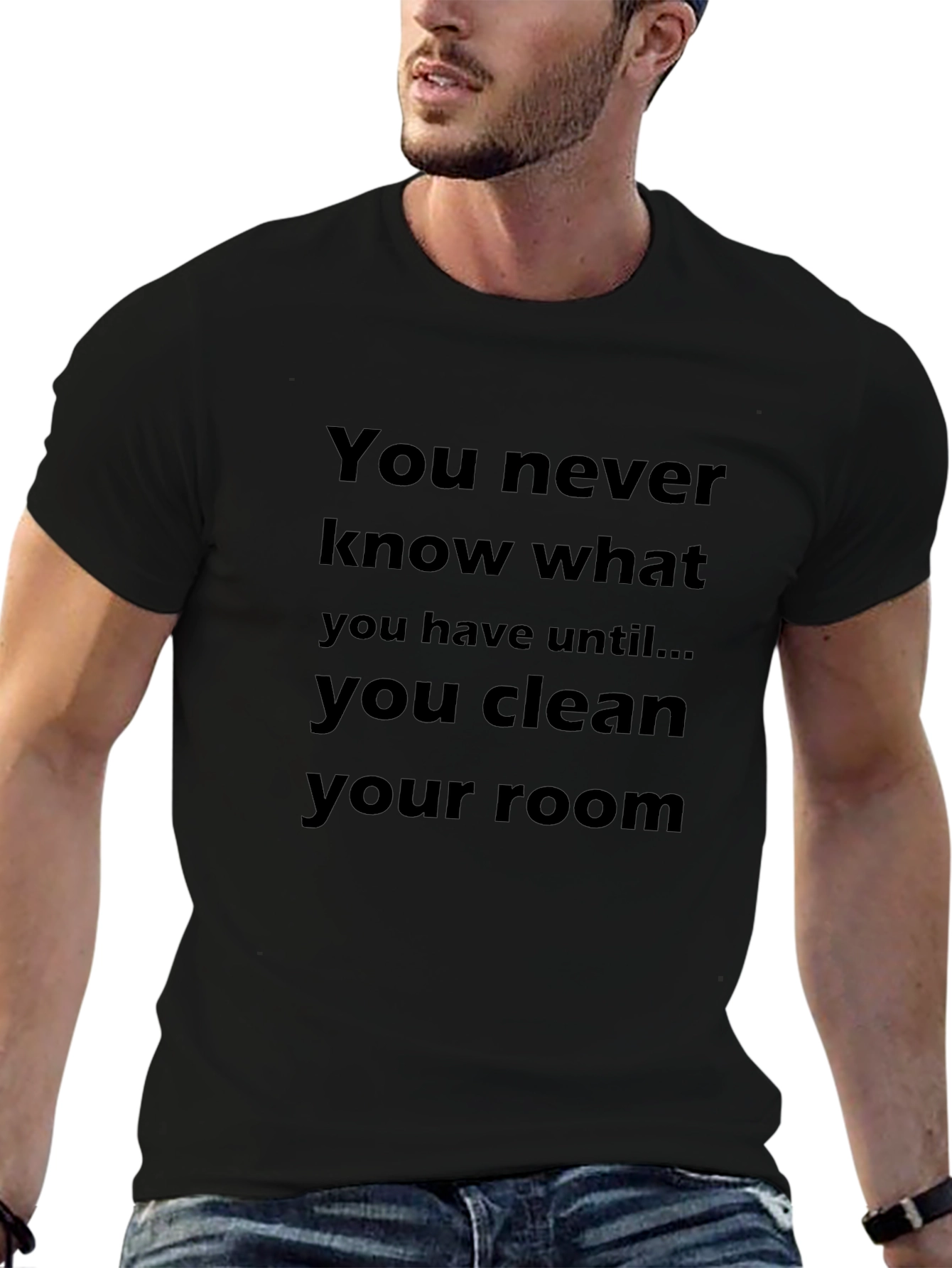 Black Funny "You Never Know" Black T-Shirt view 6