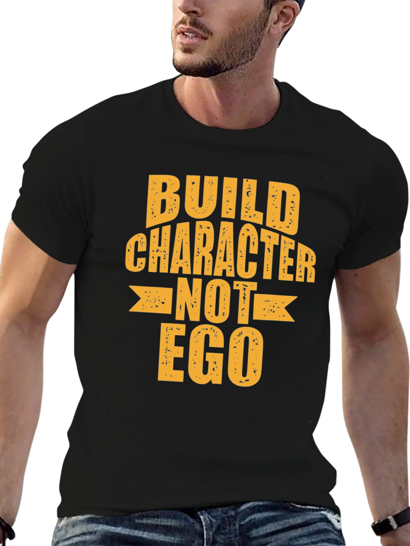 Black Build Character Not Ego Graphic Tee view 6