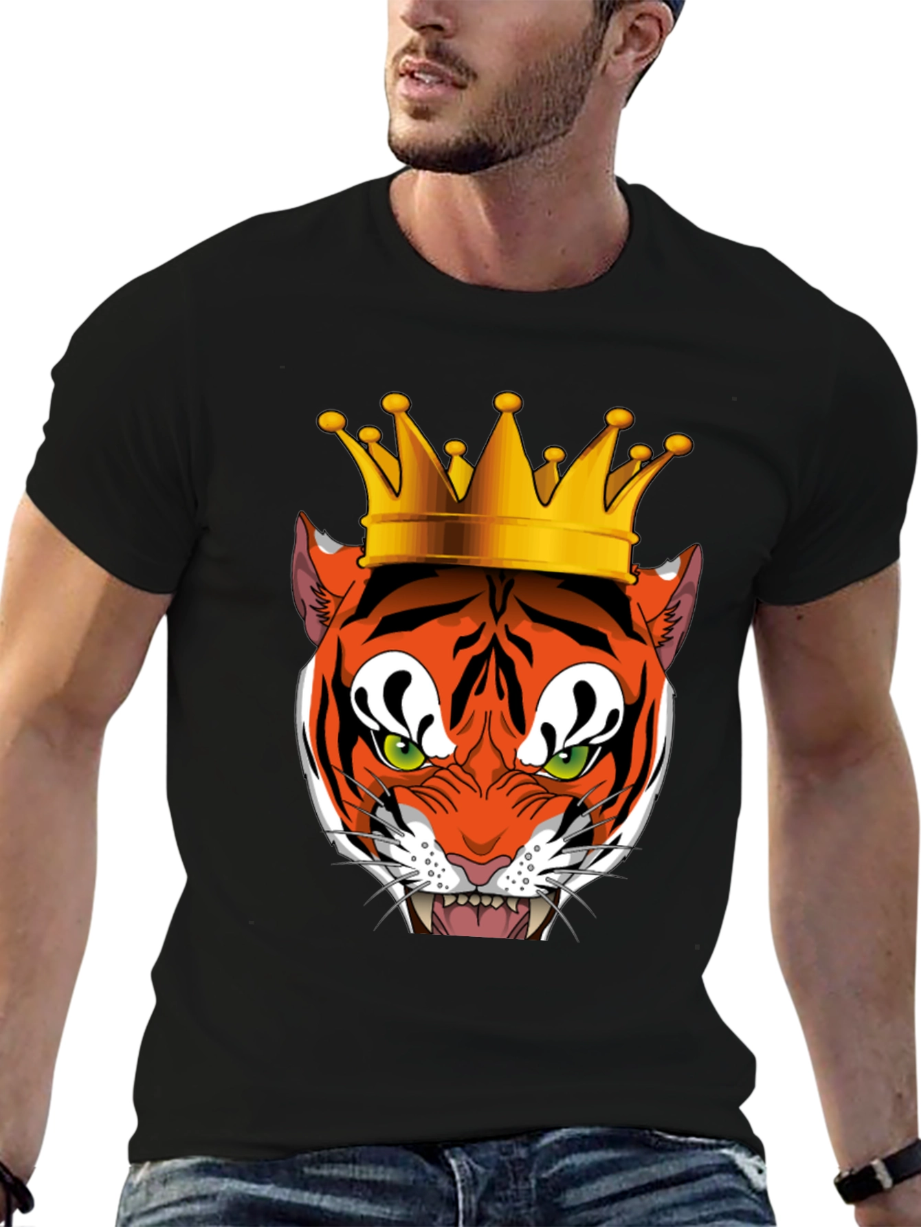 Black Tiger King Graphic Tee - Men's Black T-Shirt view 6
