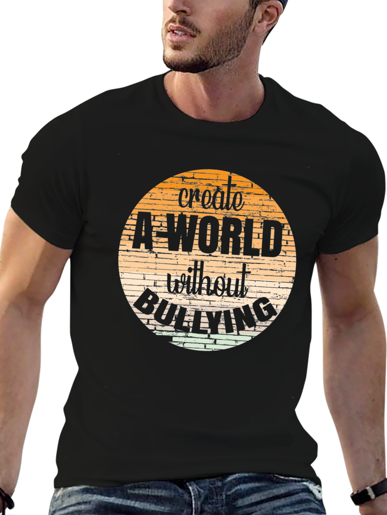Black Create a World Without Bullying Graphic Tee view 6