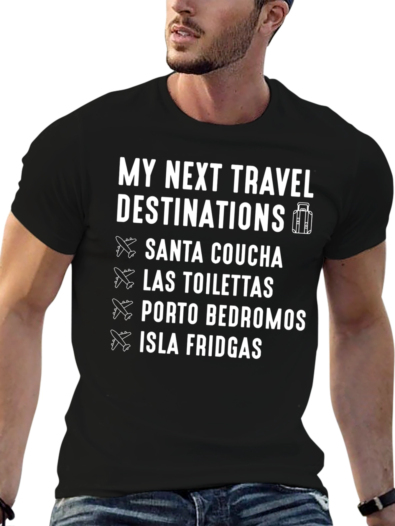 Black Funny Travel Destinations T-Shirt view 6