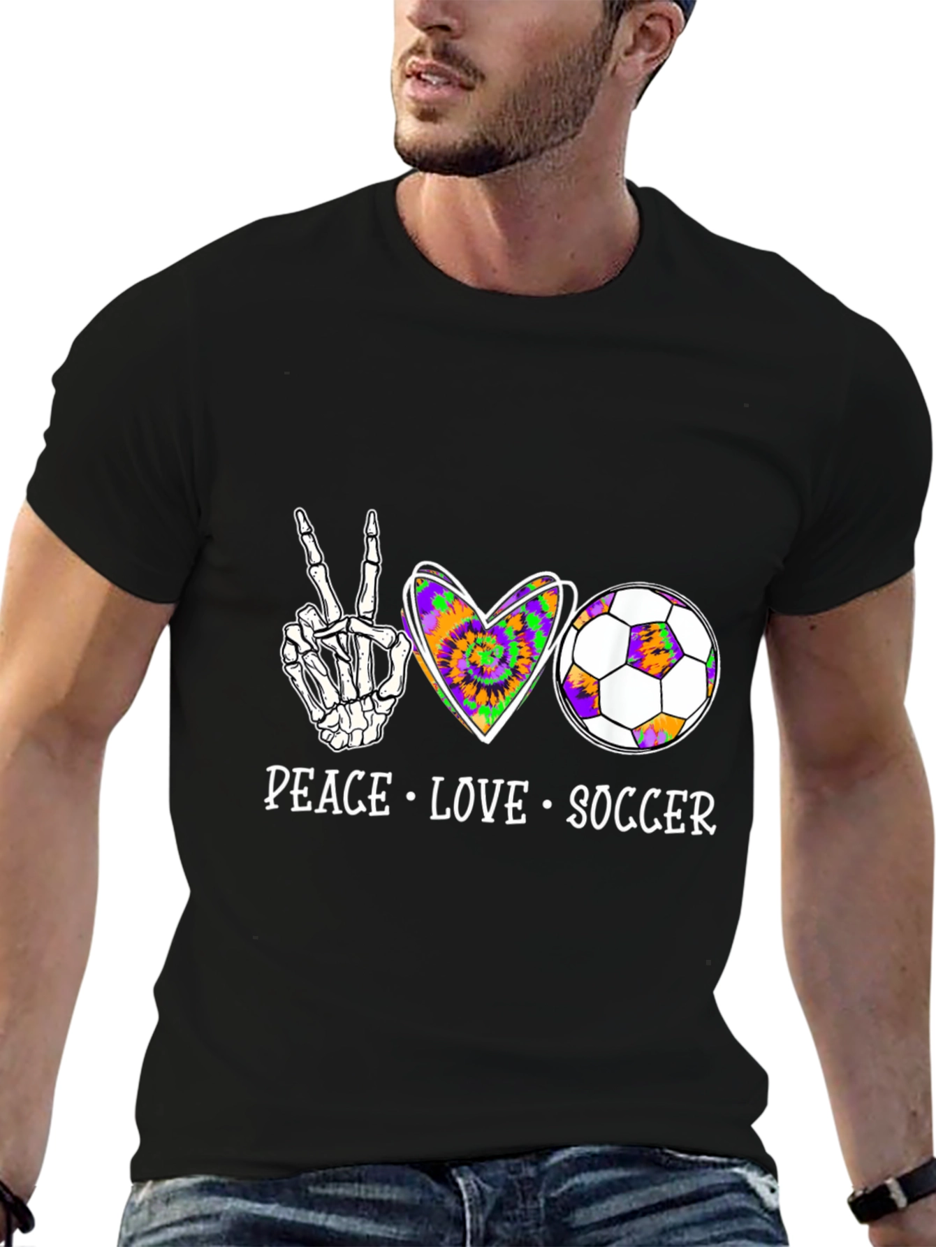 Black Peace Love Soccer T-Shirt view 6