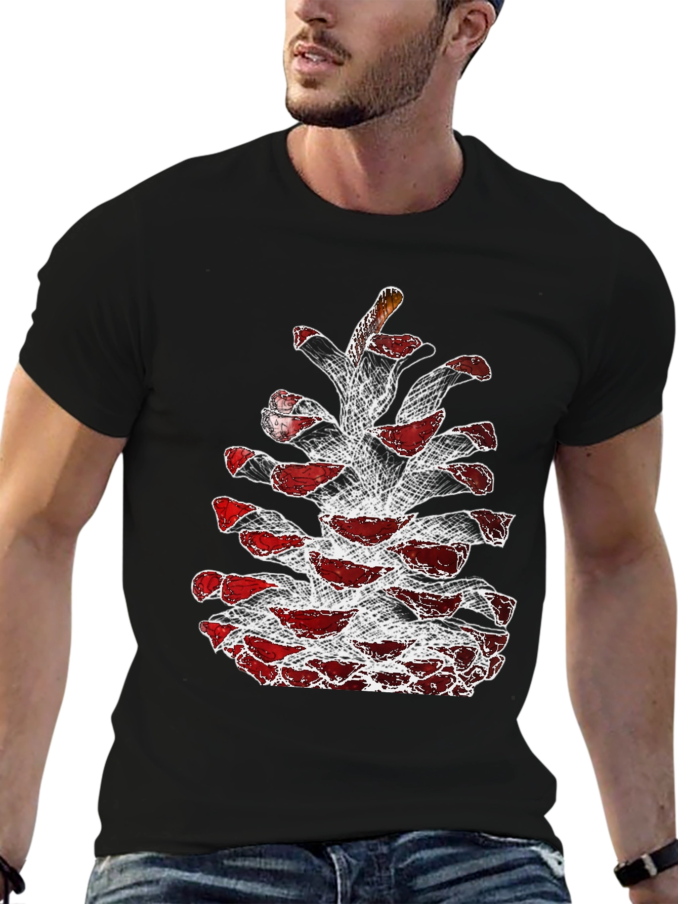 Black Pine Cone Graphic Tee - Unique Nature Design view 6