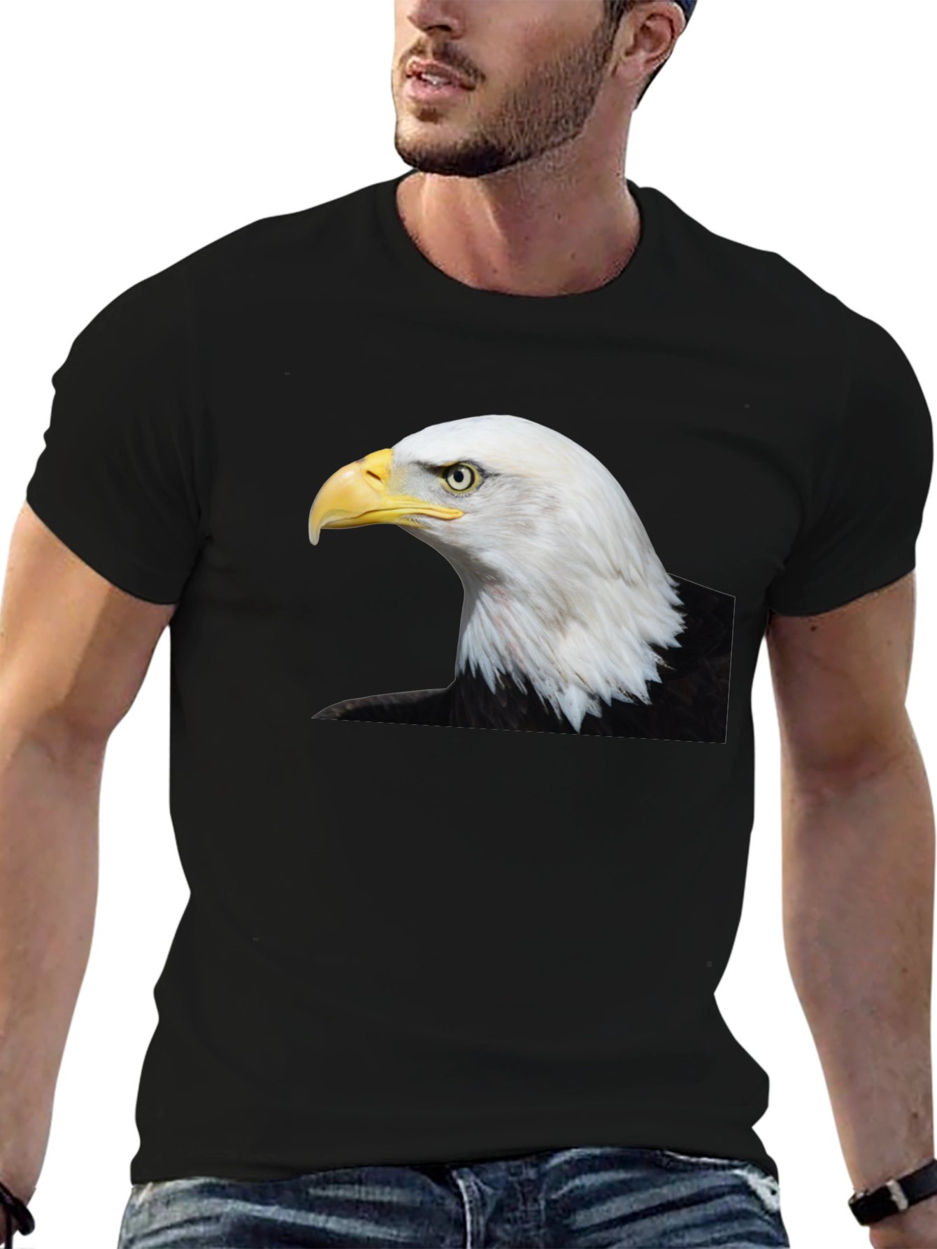 Black Bald Eagle Graphic Black T-Shirt view 6