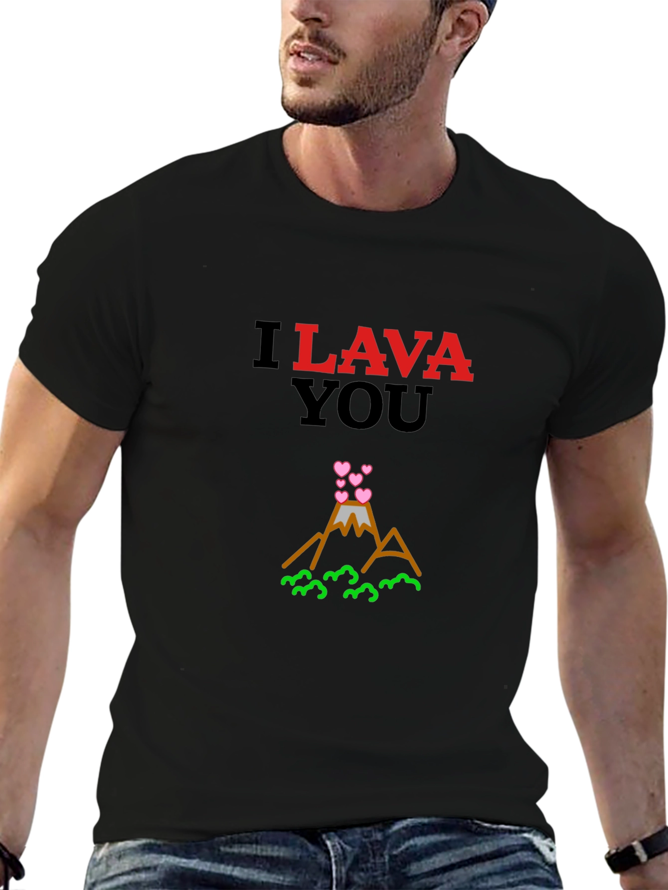 Black I Lava You Graphic Tee - Love Volcano Shirt view 6