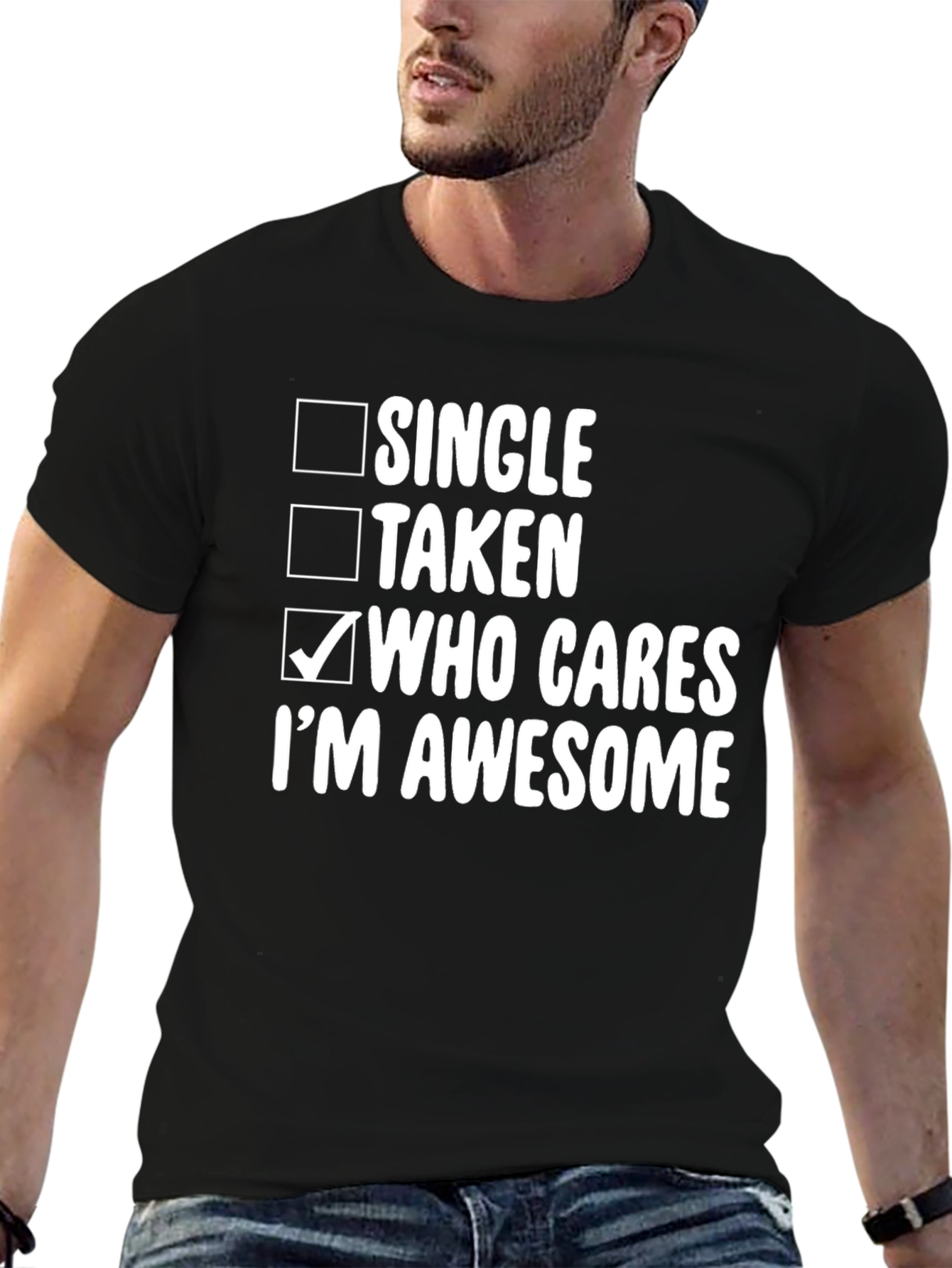Black Who Cares I'm Awesome T-Shirt view 6