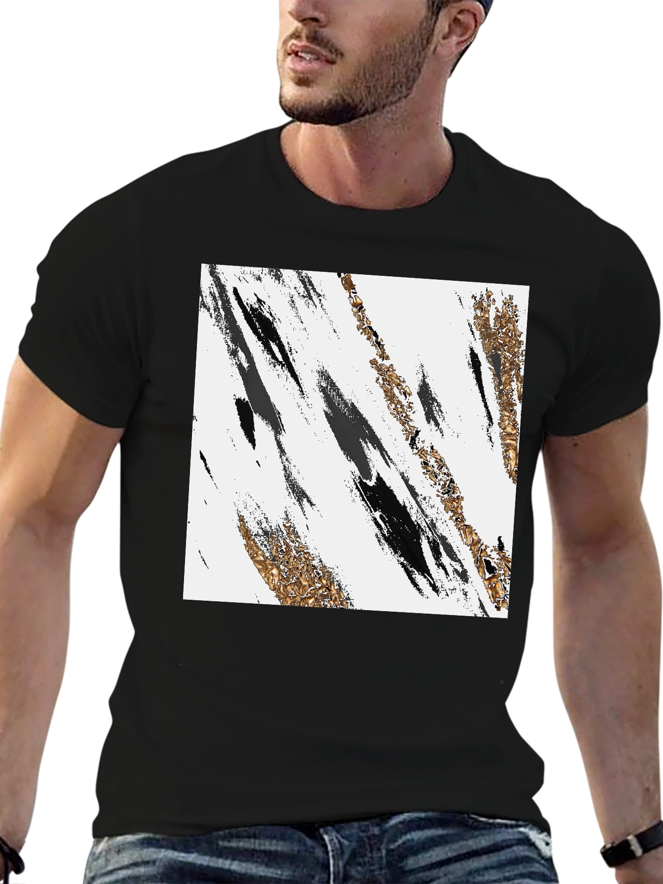 Black Abstract Art Black T-Shirt view 6