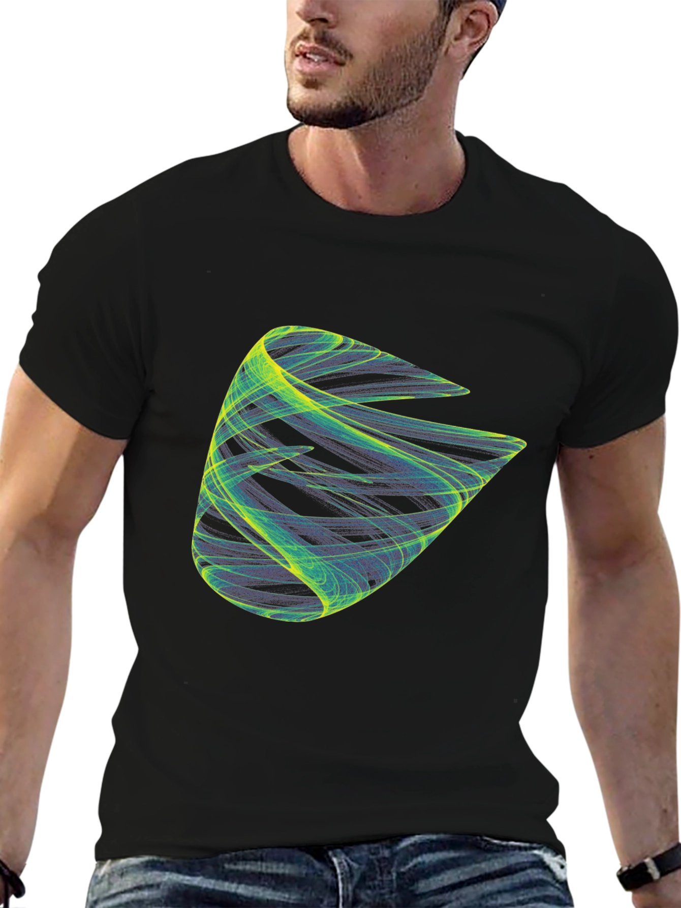 Black Abstract Graphic Black T-Shirt view 6