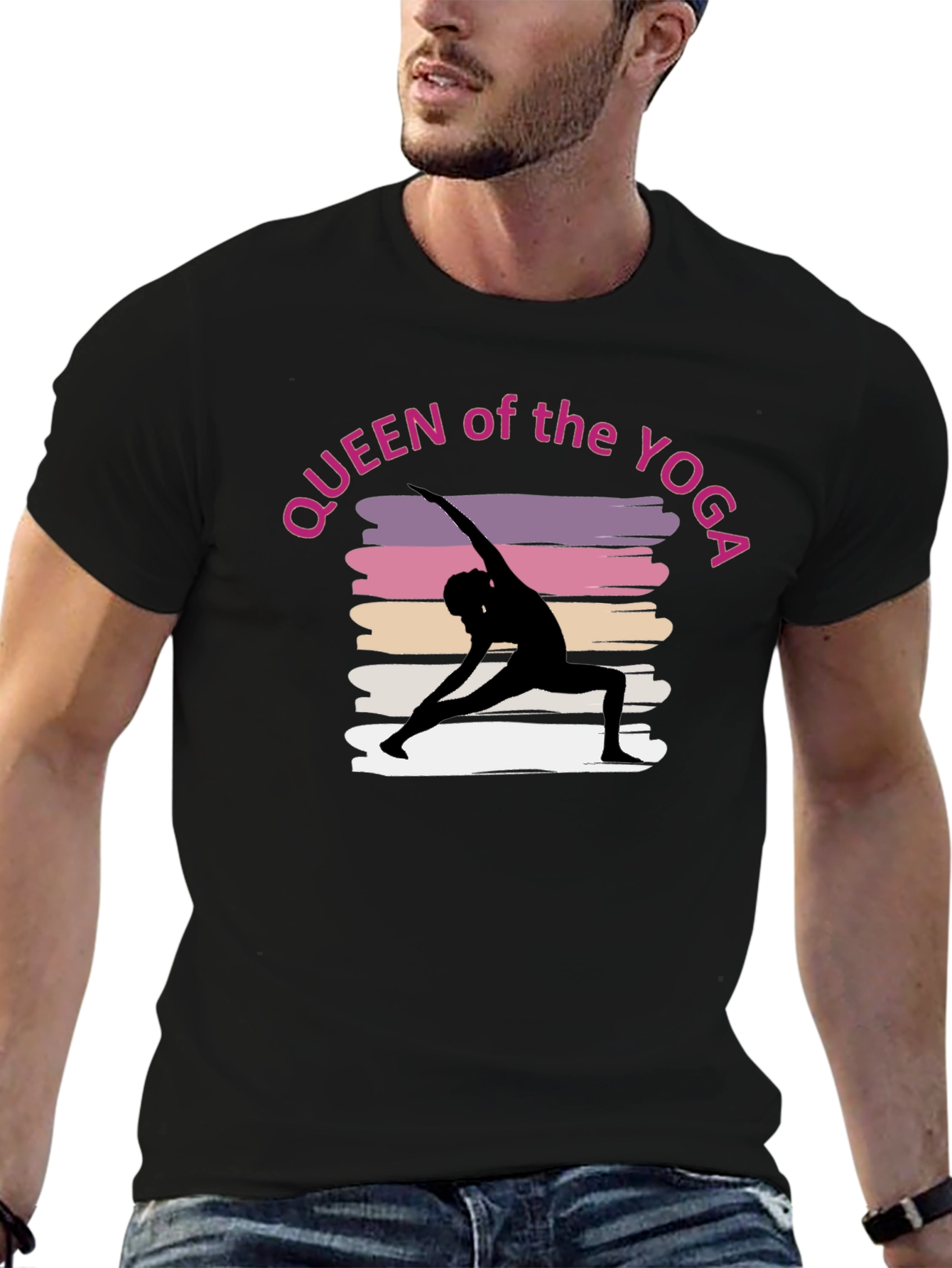 Black Queen of the Yoga Tee - Black Unisex T-Shirt view 6