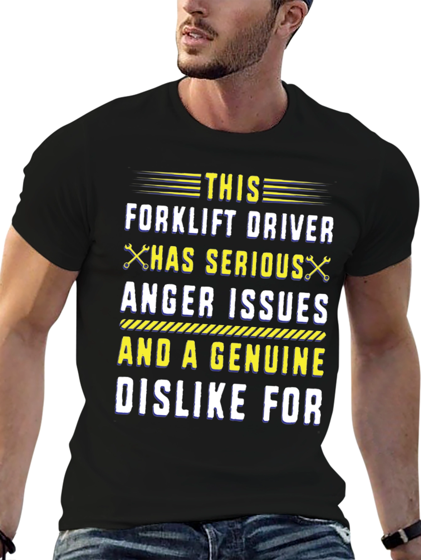 Black Forklift Driver Anger Issues Graphic Tee view 6