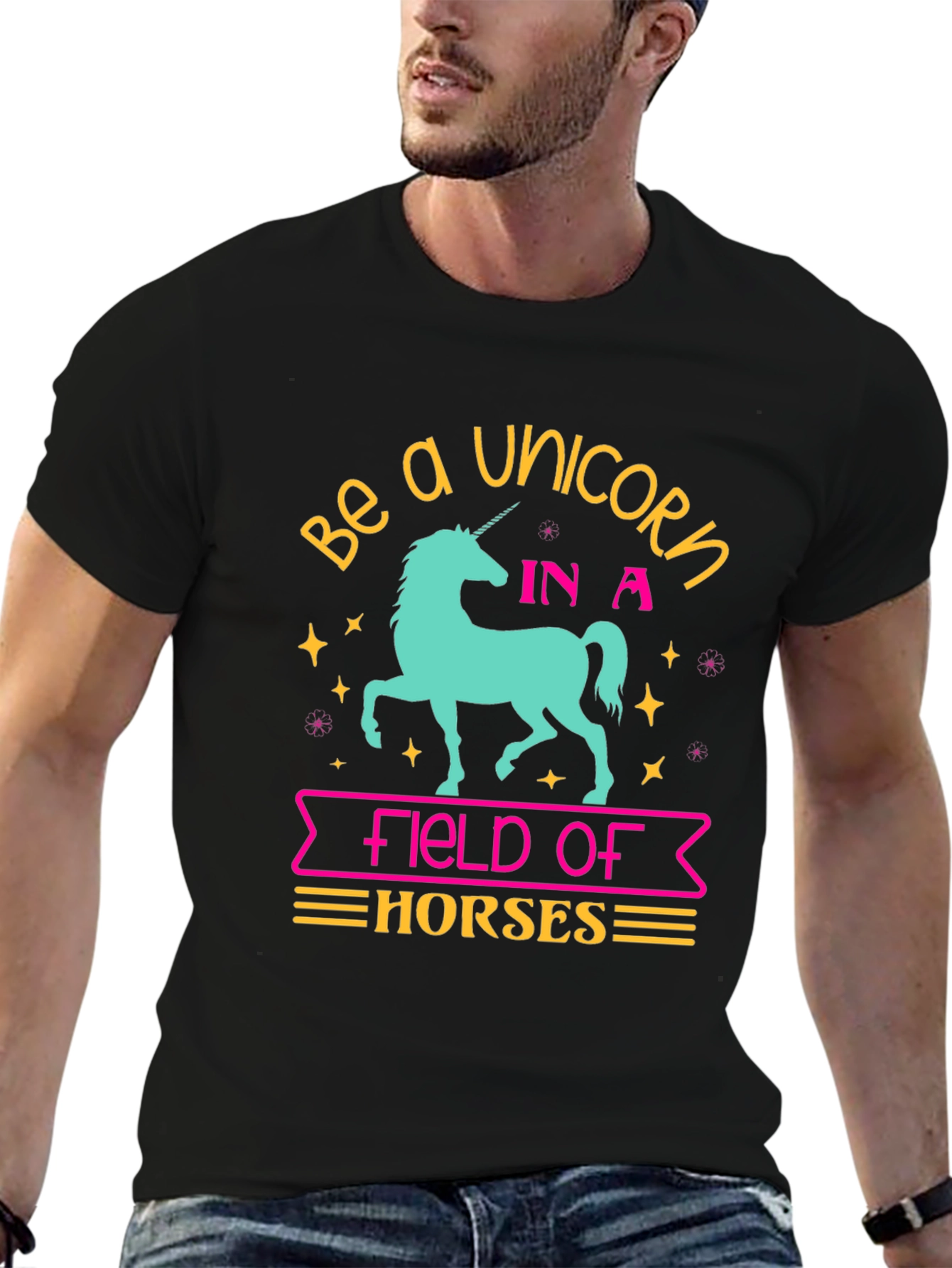 Black Be a Unicorn T-Shirt - Fun Graphic Tee view 6