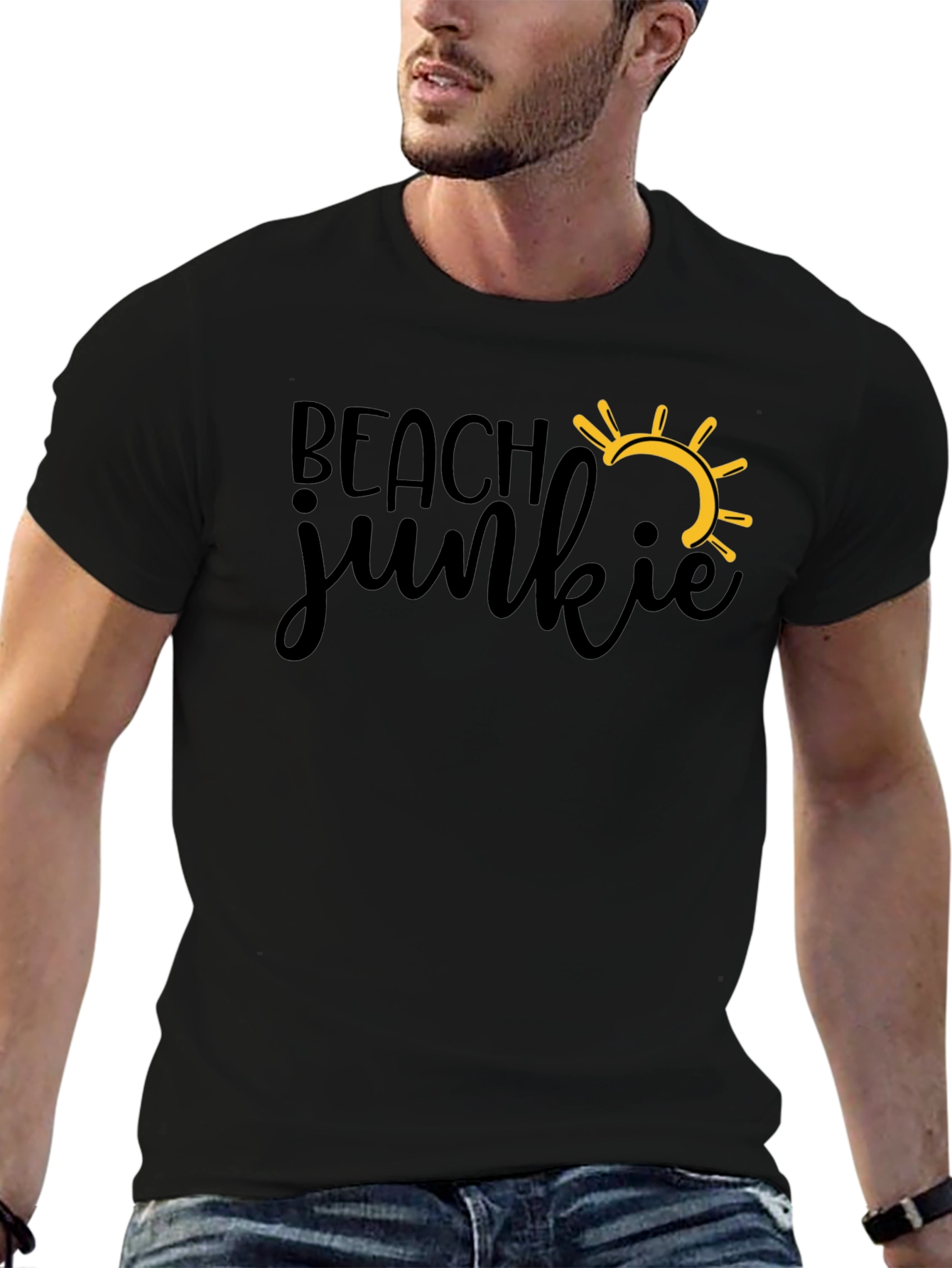 Black Beach Junkie T-Shirt - Summer Fun Tee view 6