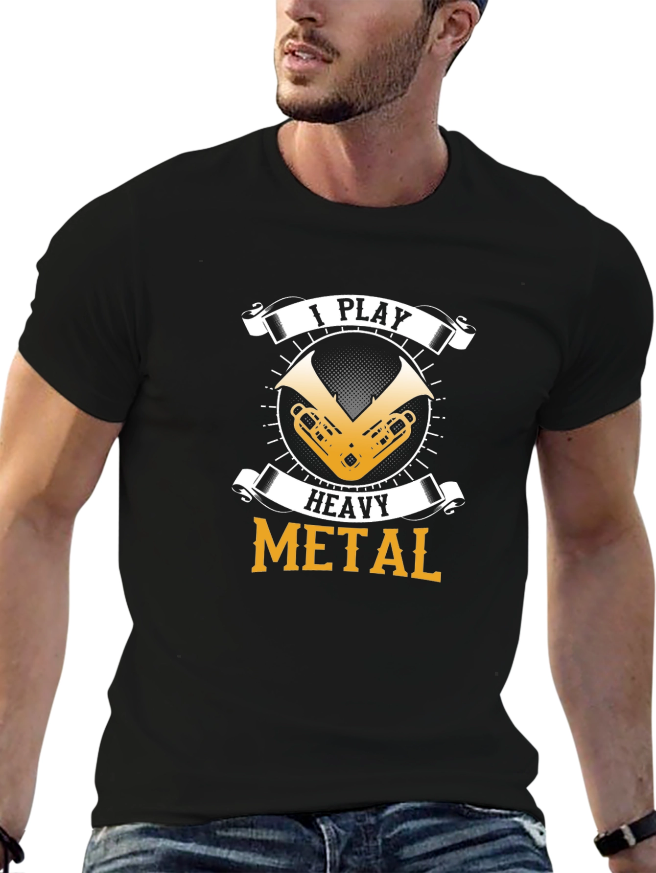 Black I Play Heavy Metal T-Shirt view 6