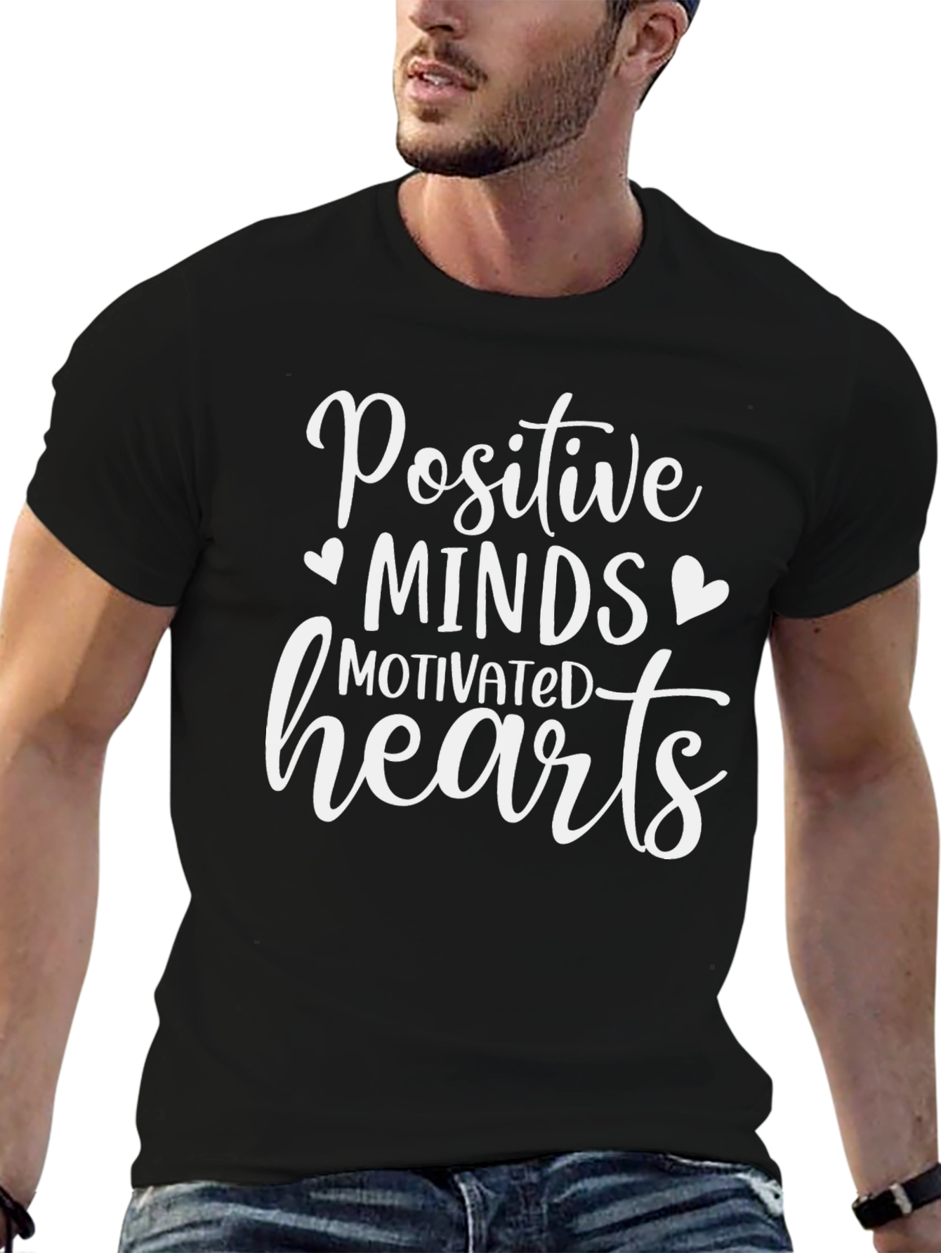 Black Positive Minds Motivated Hearts Graphic Tee view 6