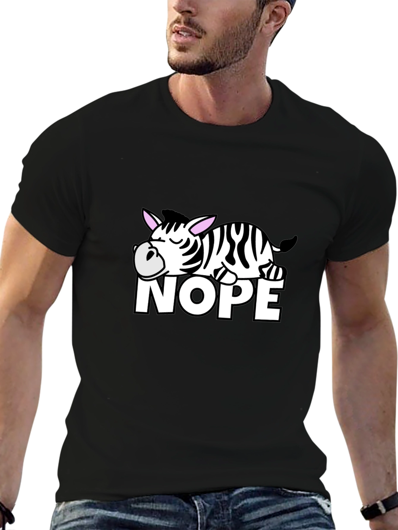 Black Nope Zebra Graphic T-Shirt - Lazy Animal Tee view 6