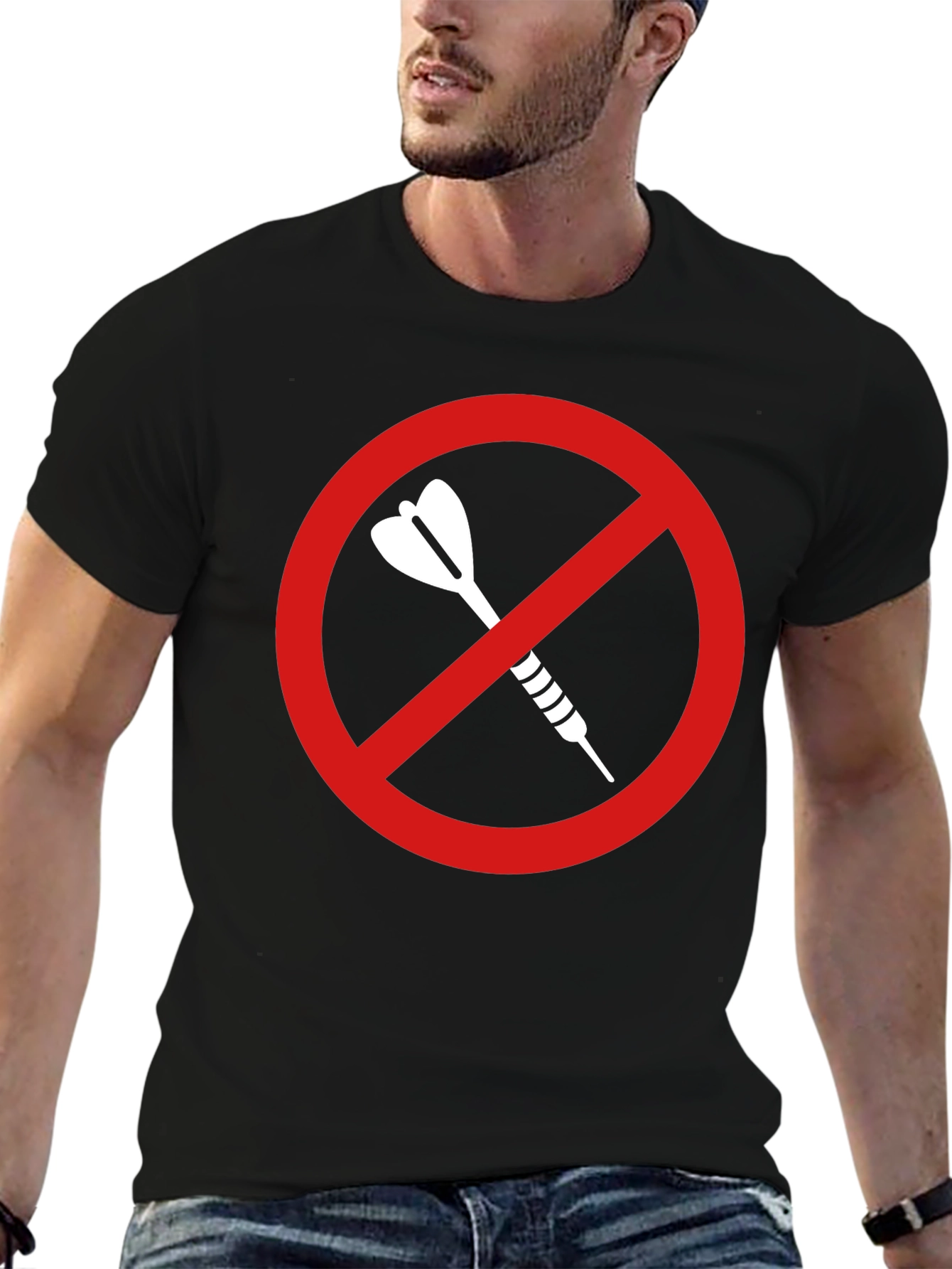 Black No Darts Allowed T-Shirt - Dart Game Ban Tee view 6