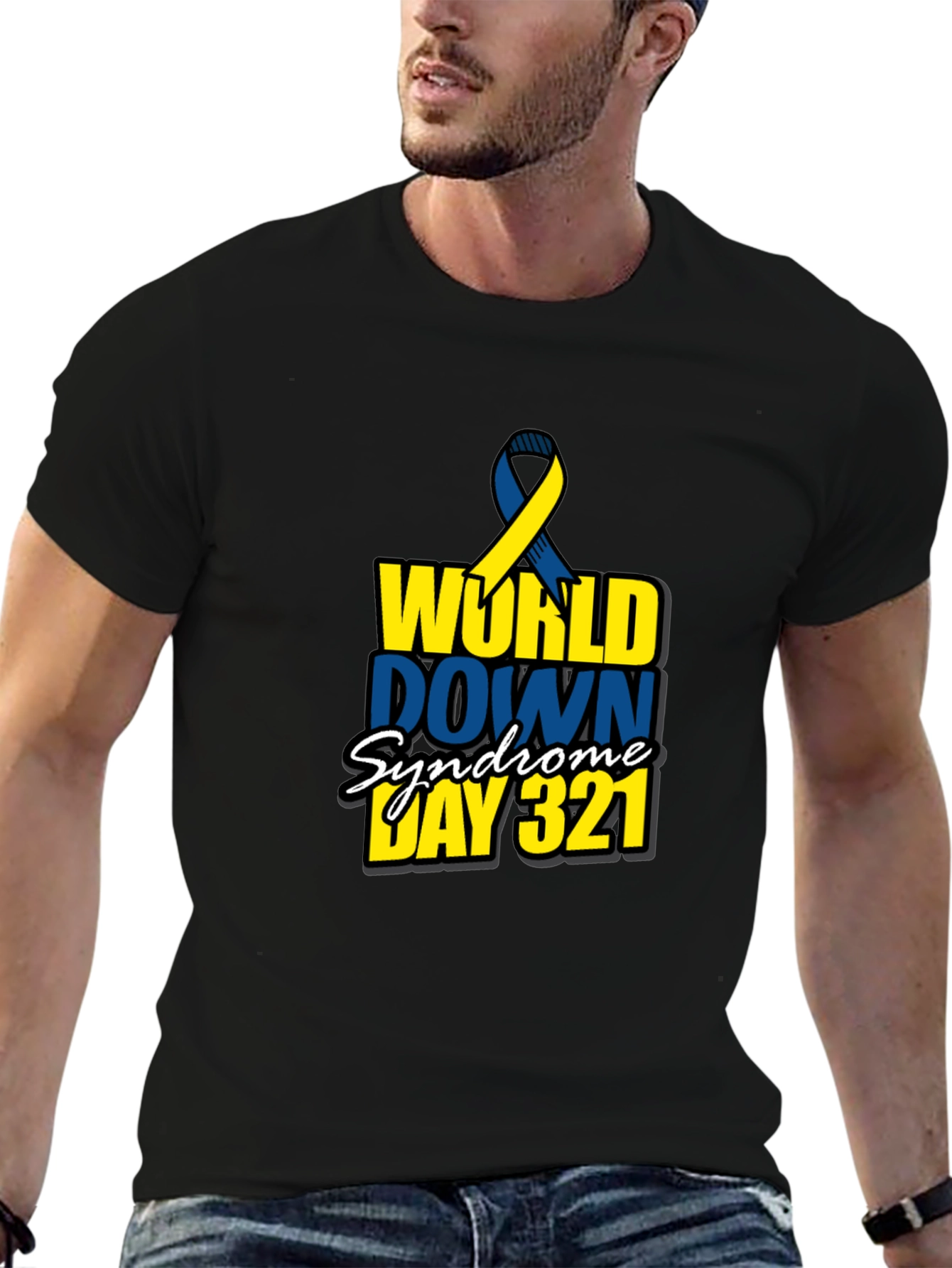 Black World Down Syndrome Awareness Day 321 Black T-Shirt view 6