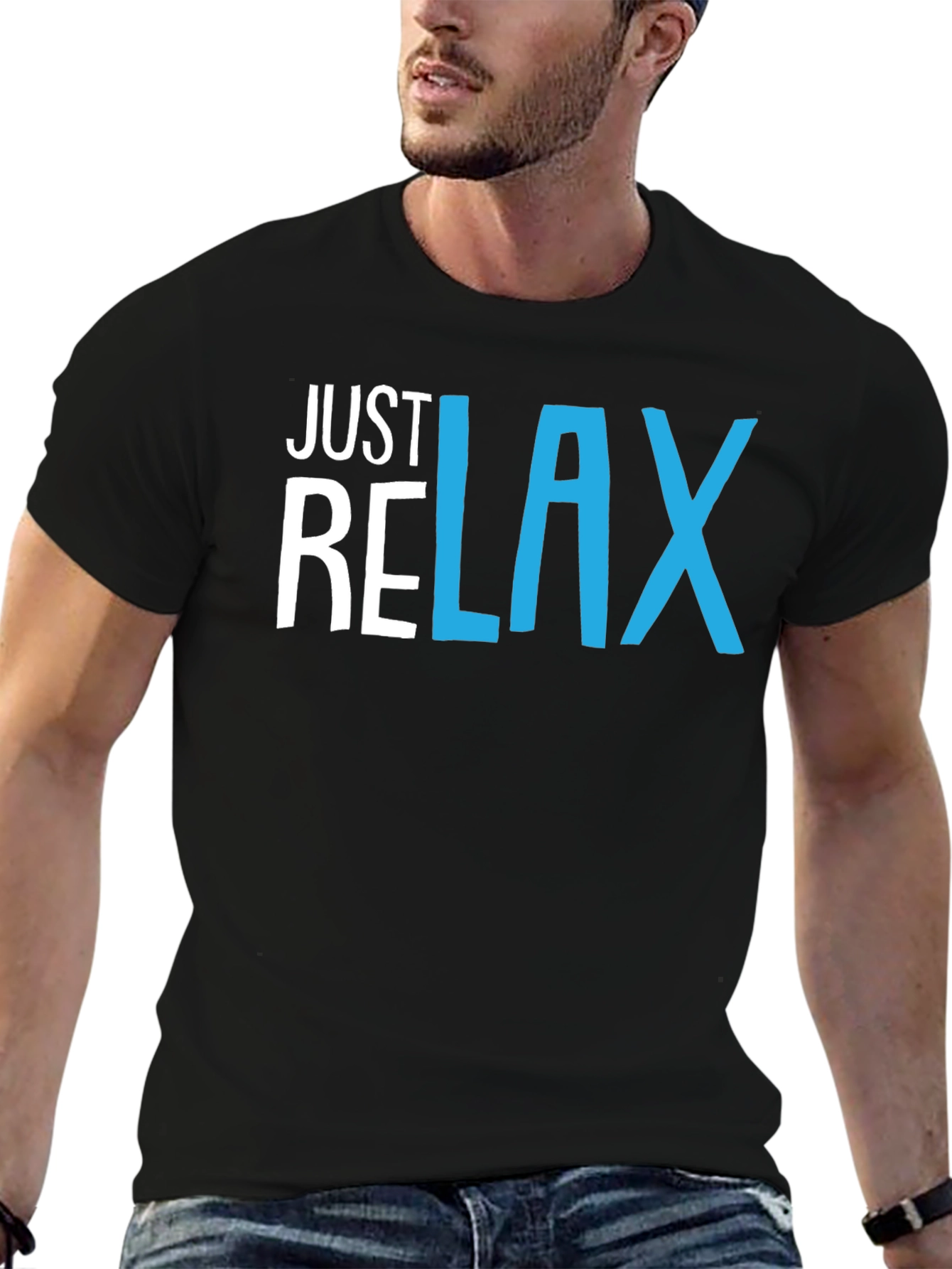 Black Just Relax Black Graphic Tee view 6