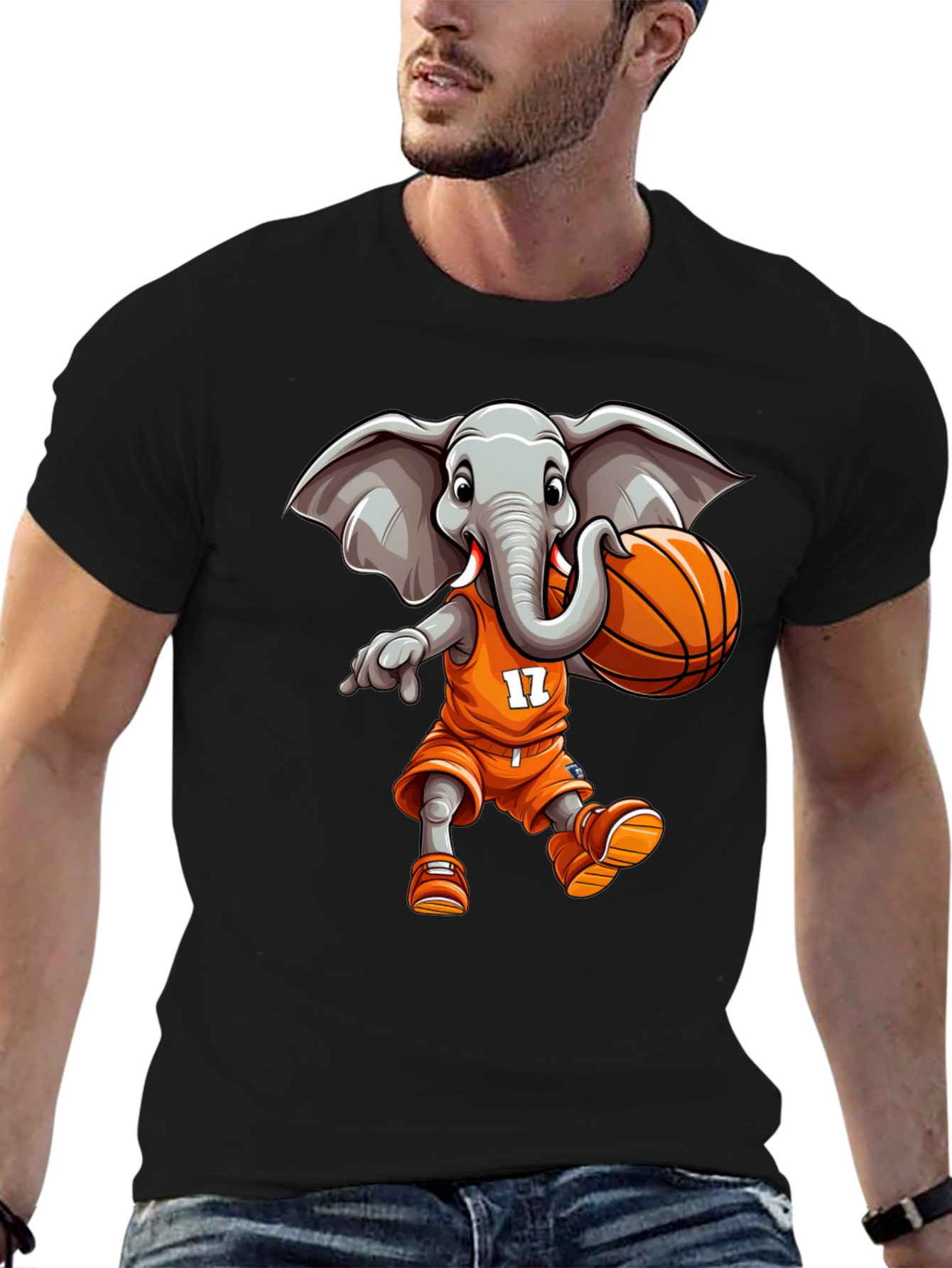 Black Elephant Basketball Player T-Shirt view 6