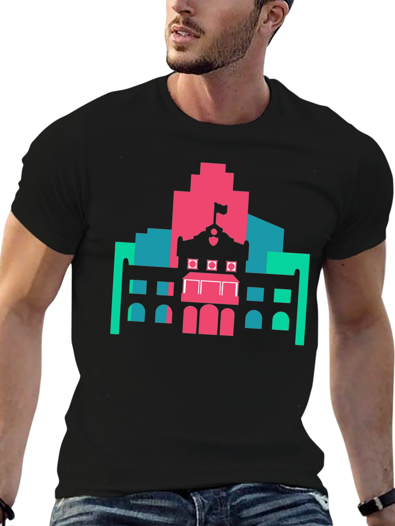 Black Architectural Graphic Tee - Modern Building Design view 6
