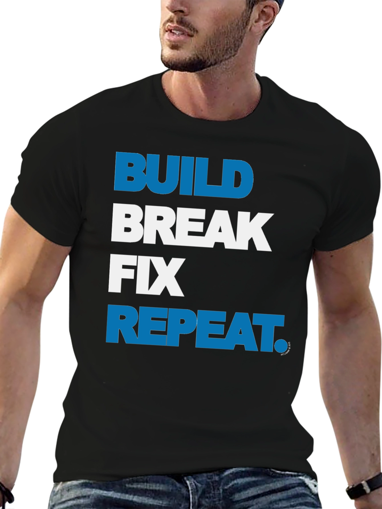 Black Build Break Fix Repeat Graphic T-Shirt view 6