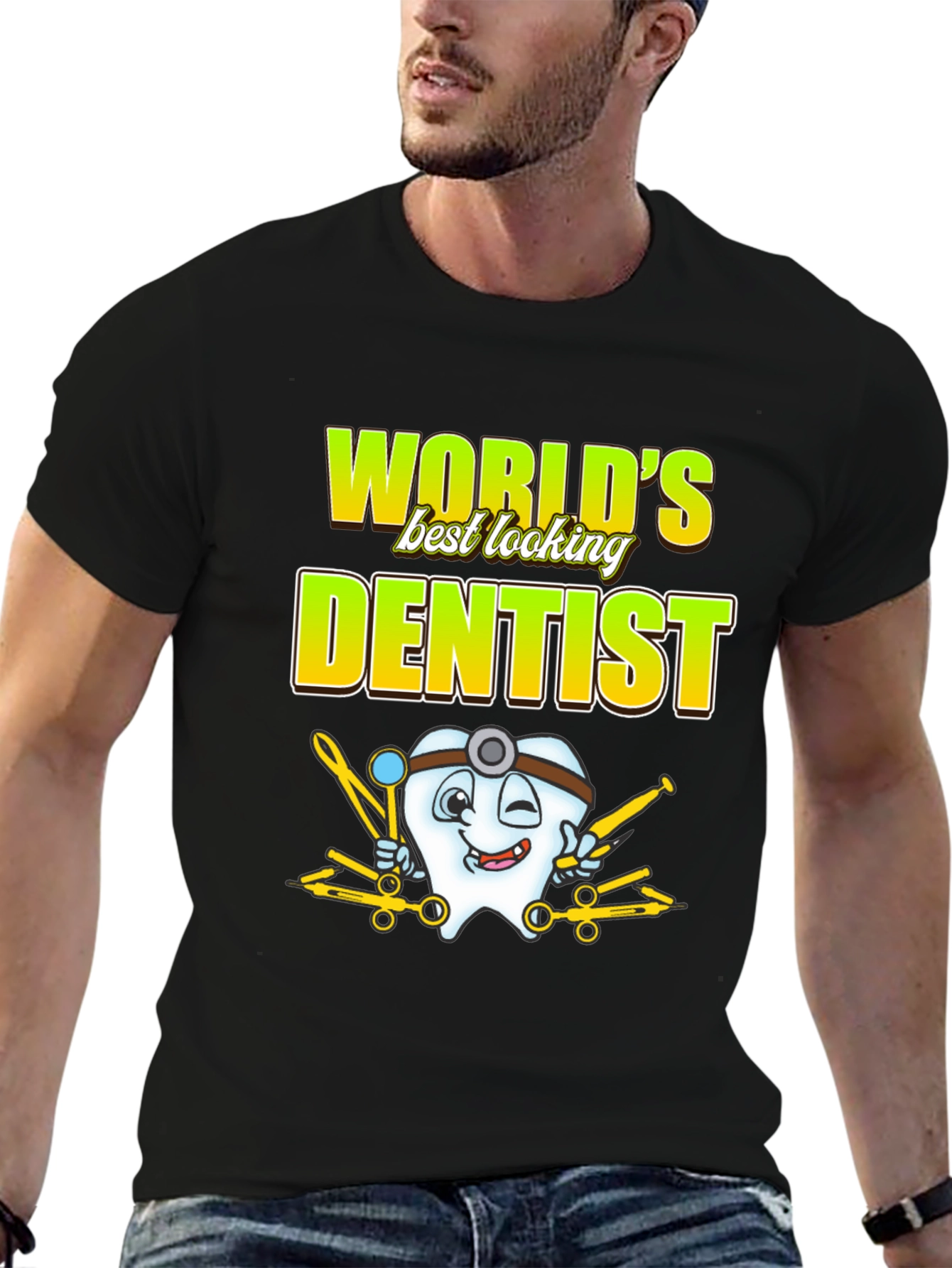 Black World's Best Looking Dentist T-Shirt Funny Dental Tee view 6