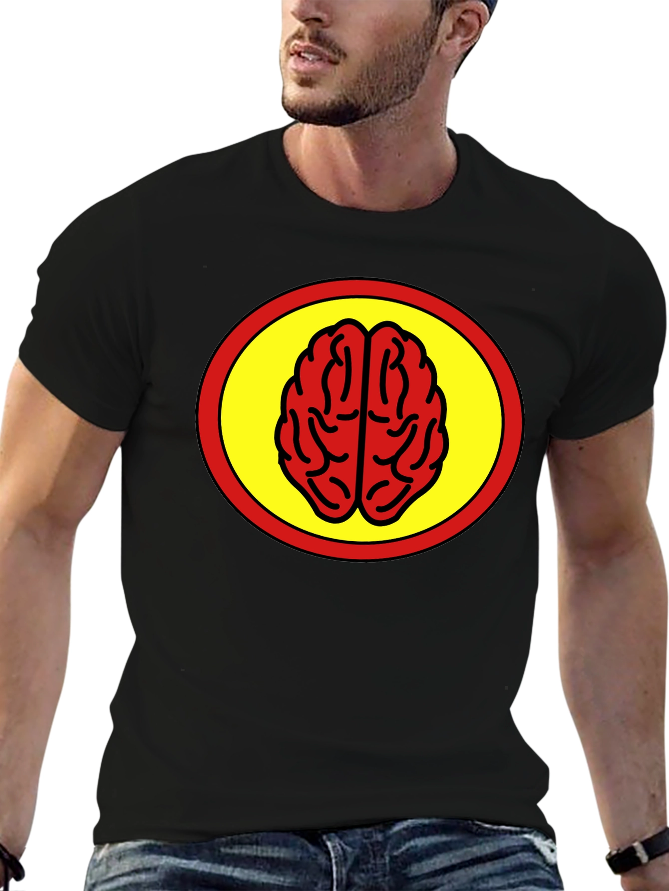 Black Brain Power T-Shirt - Bold Graphic Tee view 6
