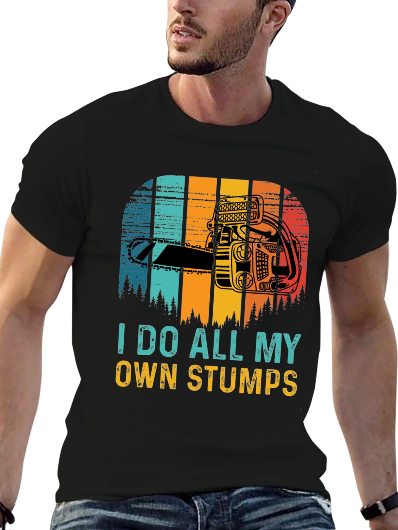 Black I Do All My Own Stumps Funny Graphic Tee view 6
