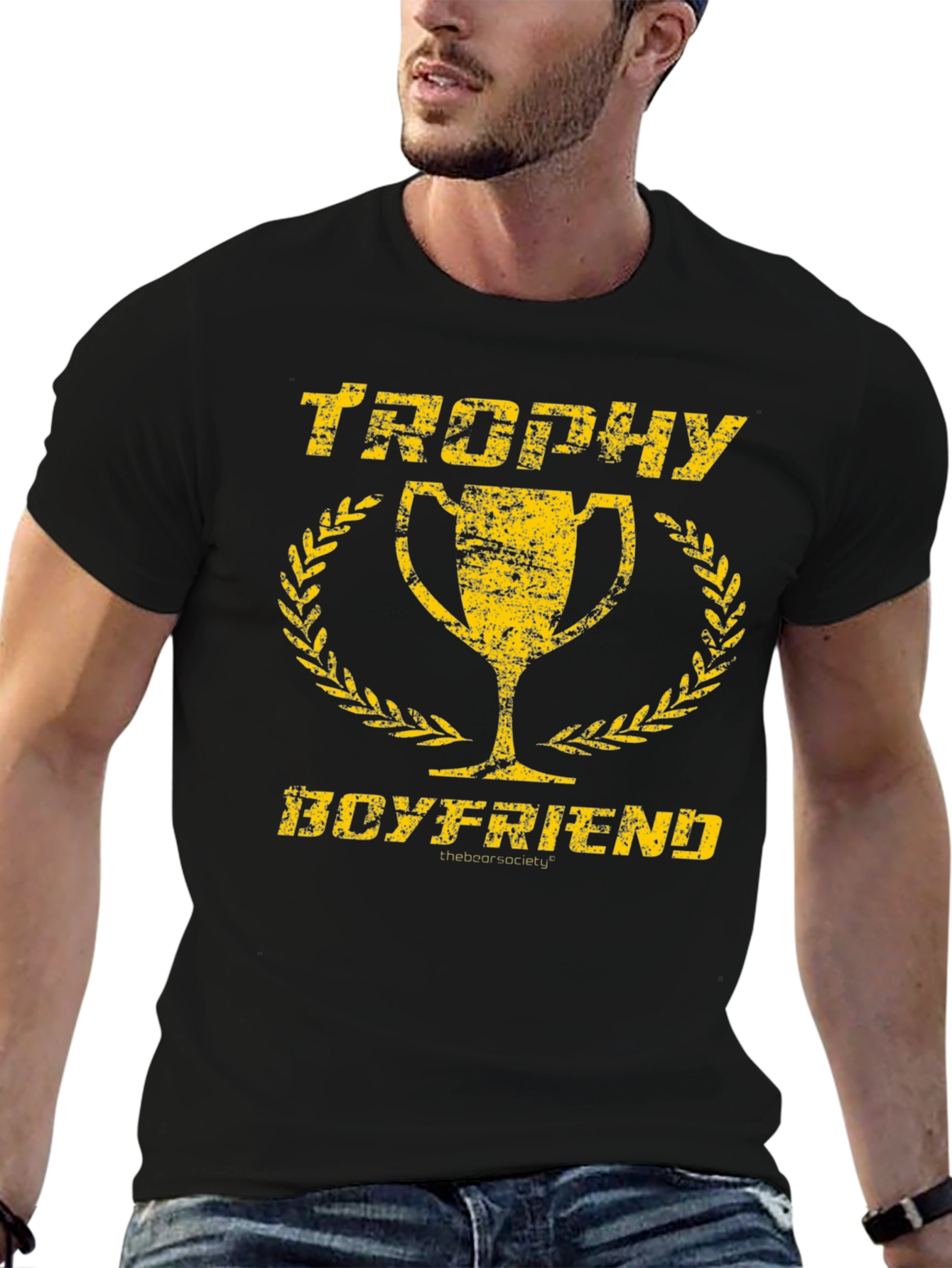 Trophy Boyfriend Graphic Tee - Black Cotton T-Shirt - 6