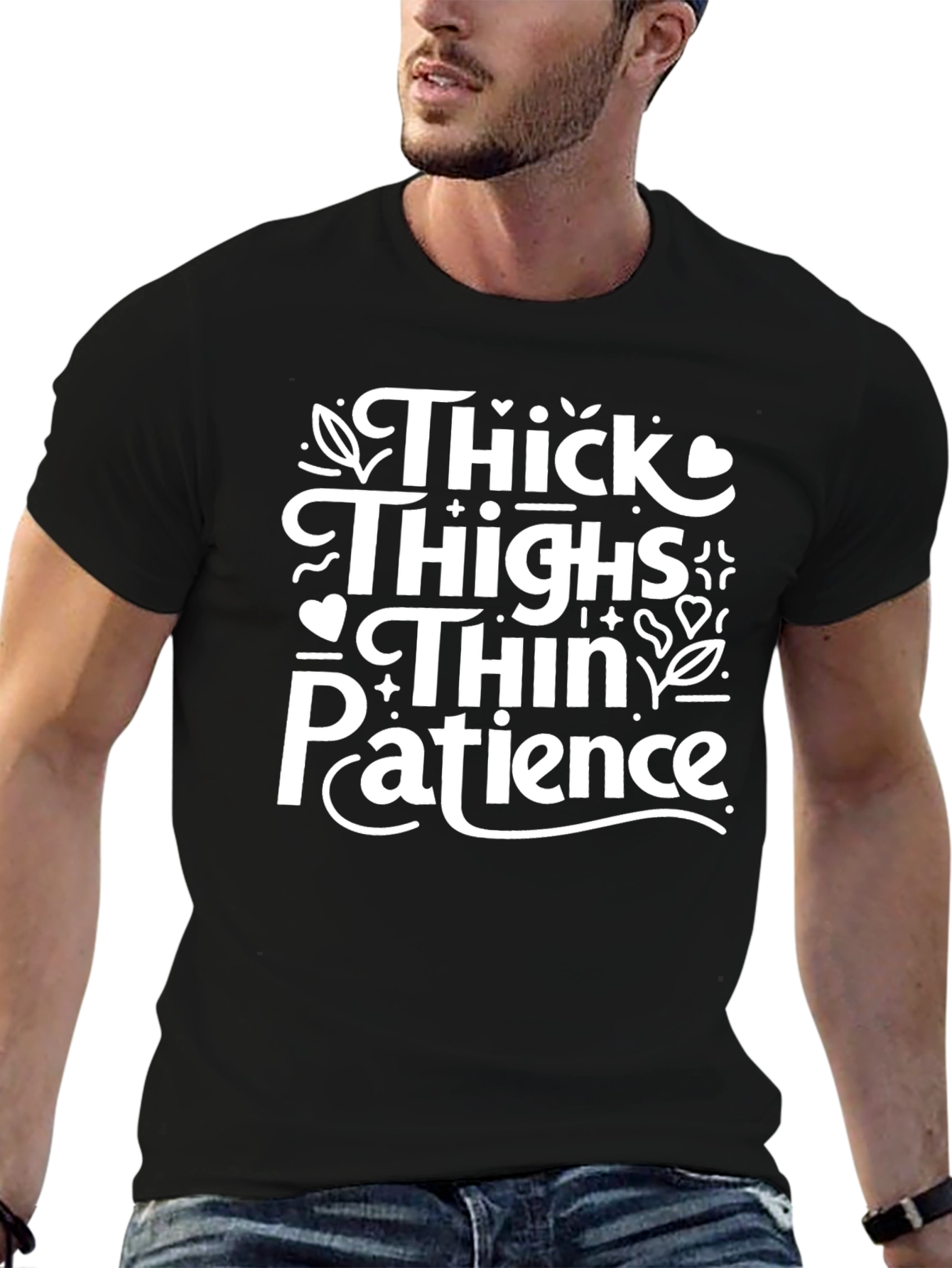 Black Thick Thighs Thin Patience T-Shirt view 6