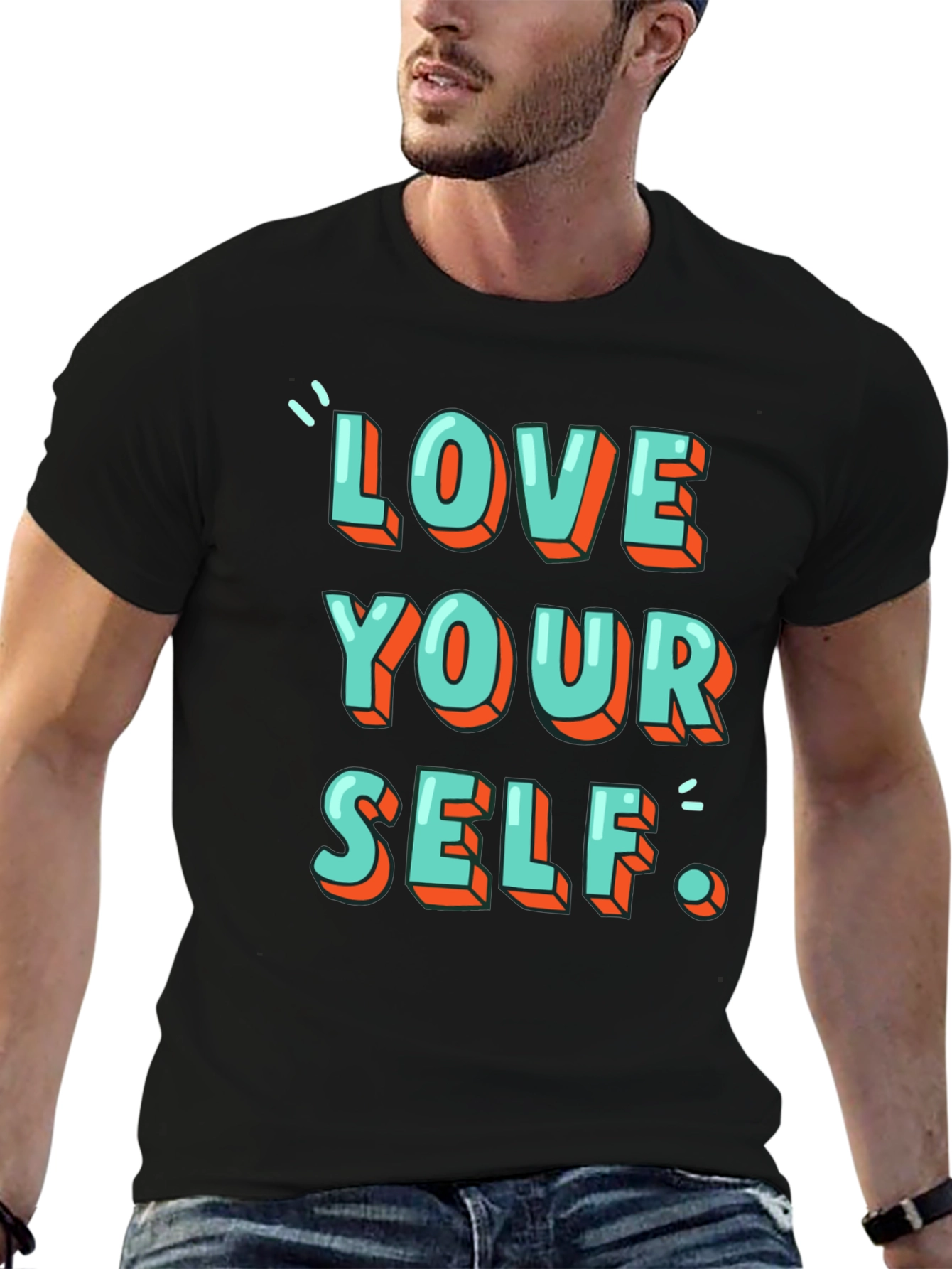 Black Love Yourself Graphic Tee - Black view 6