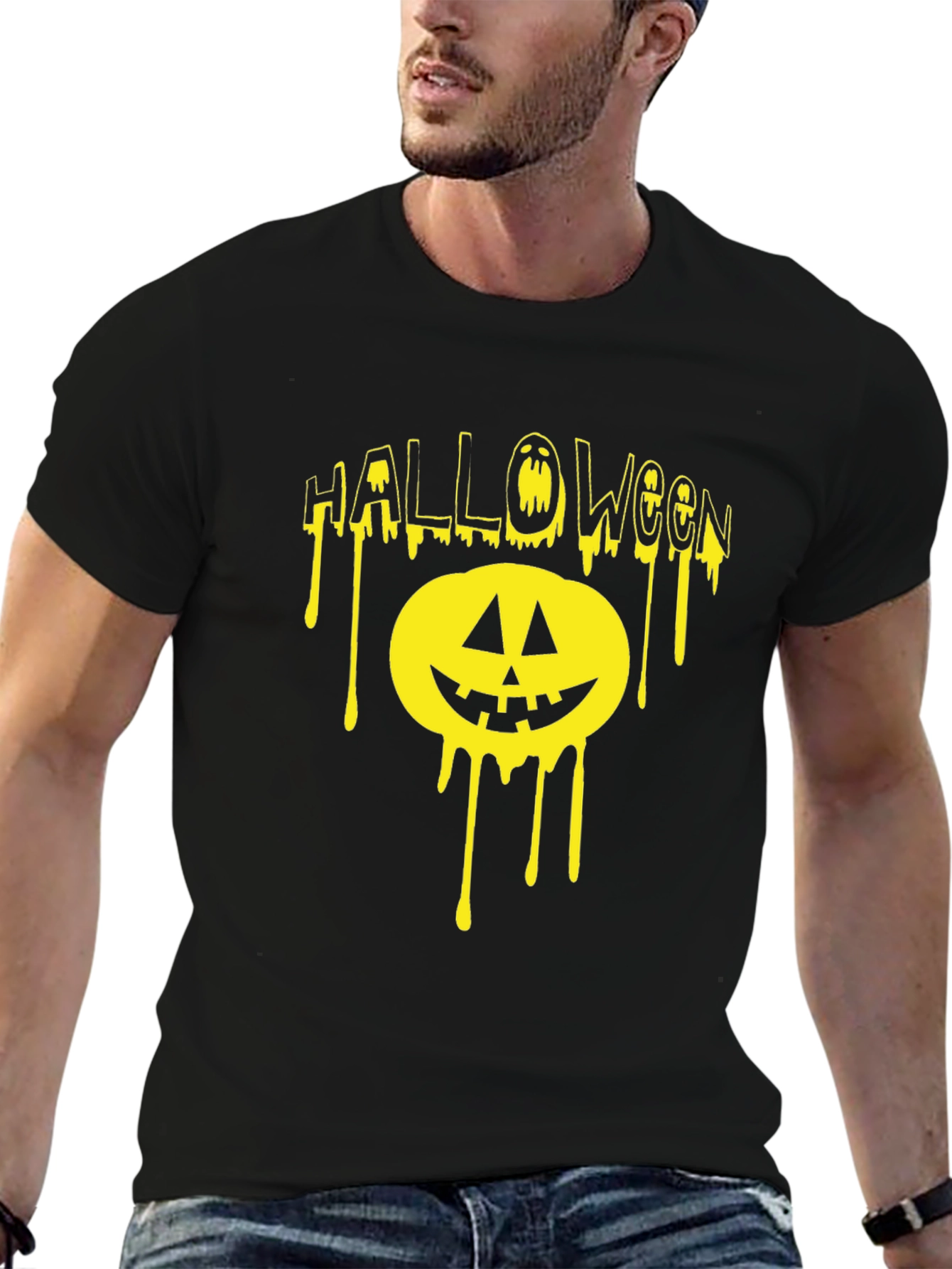 Black Halloween Dripping Pumpkin T-Shirt view 6