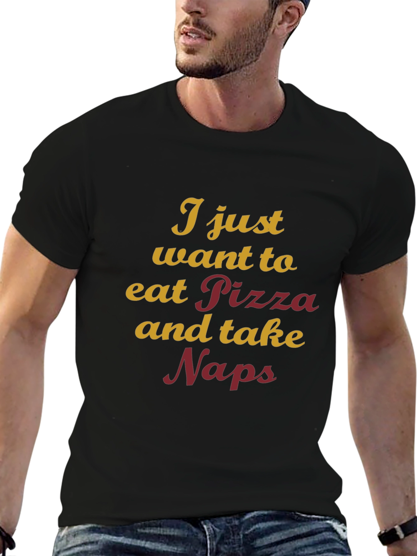 Black Pizza and Naps Graphic Tee view 6