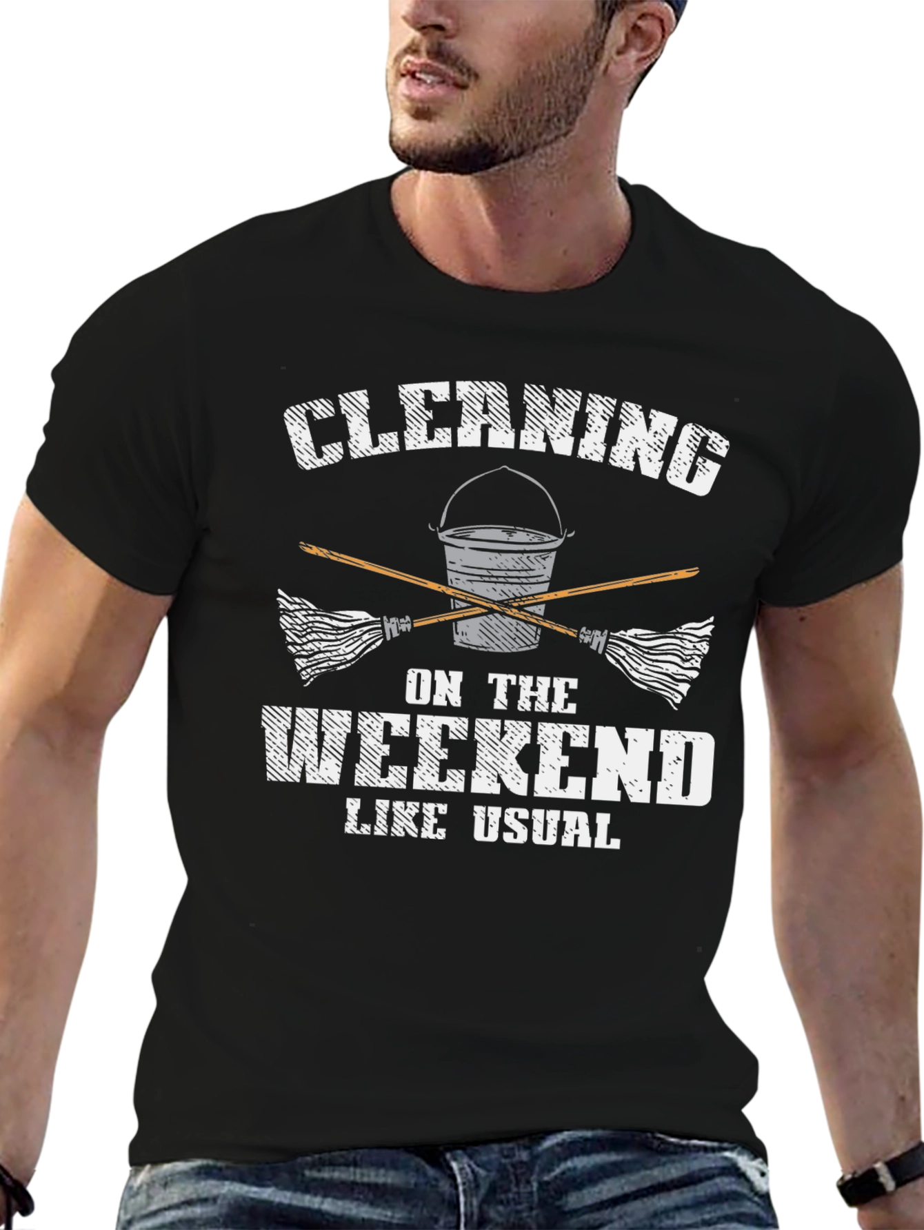 Black Cleaning Weekend T-Shirt view 6