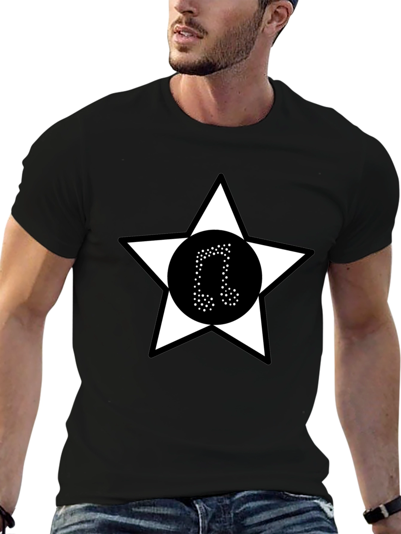 Black Star Music Note Black T-Shirt view 6