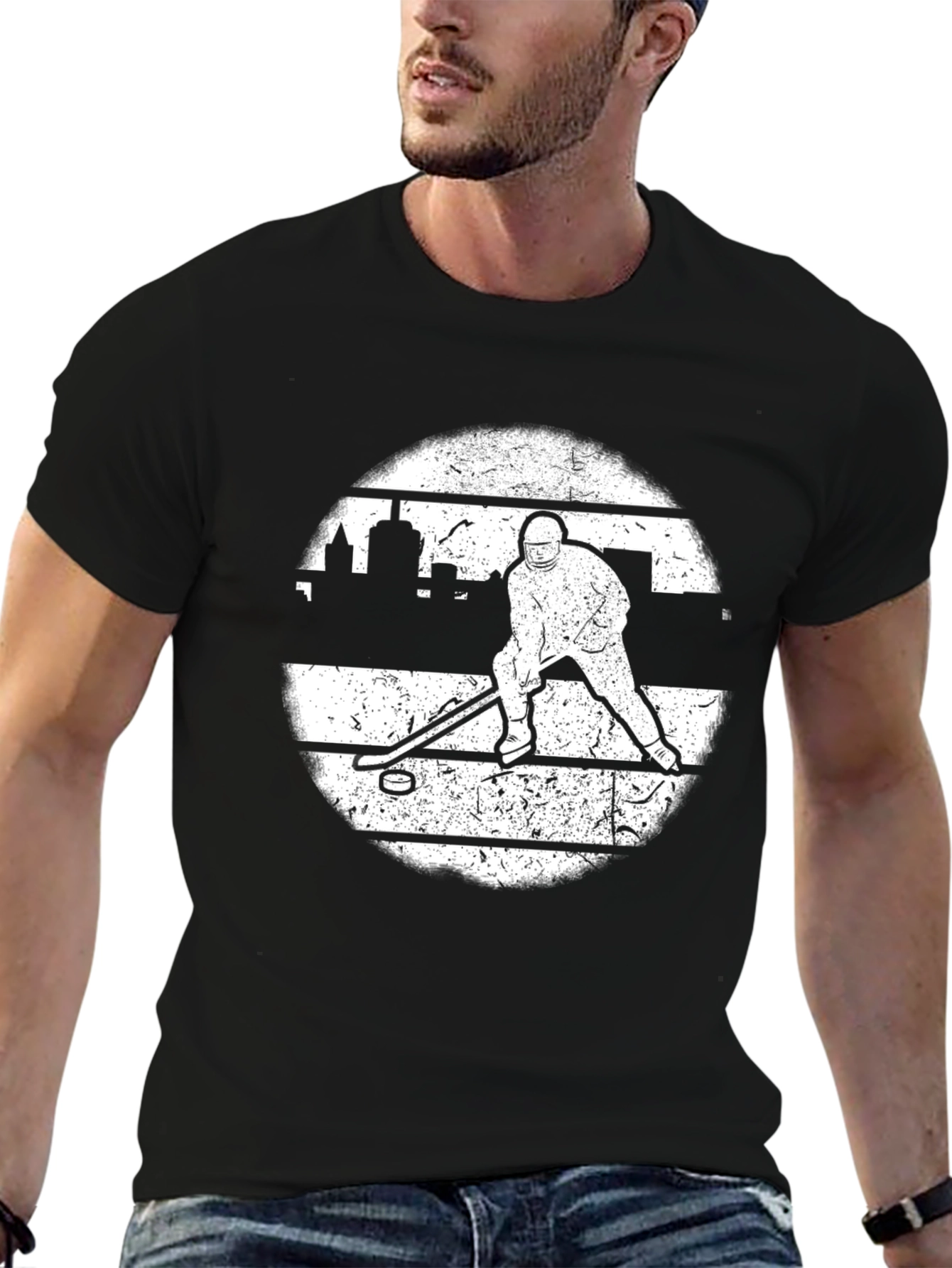 Black Hockey Player T-Shirt view 6