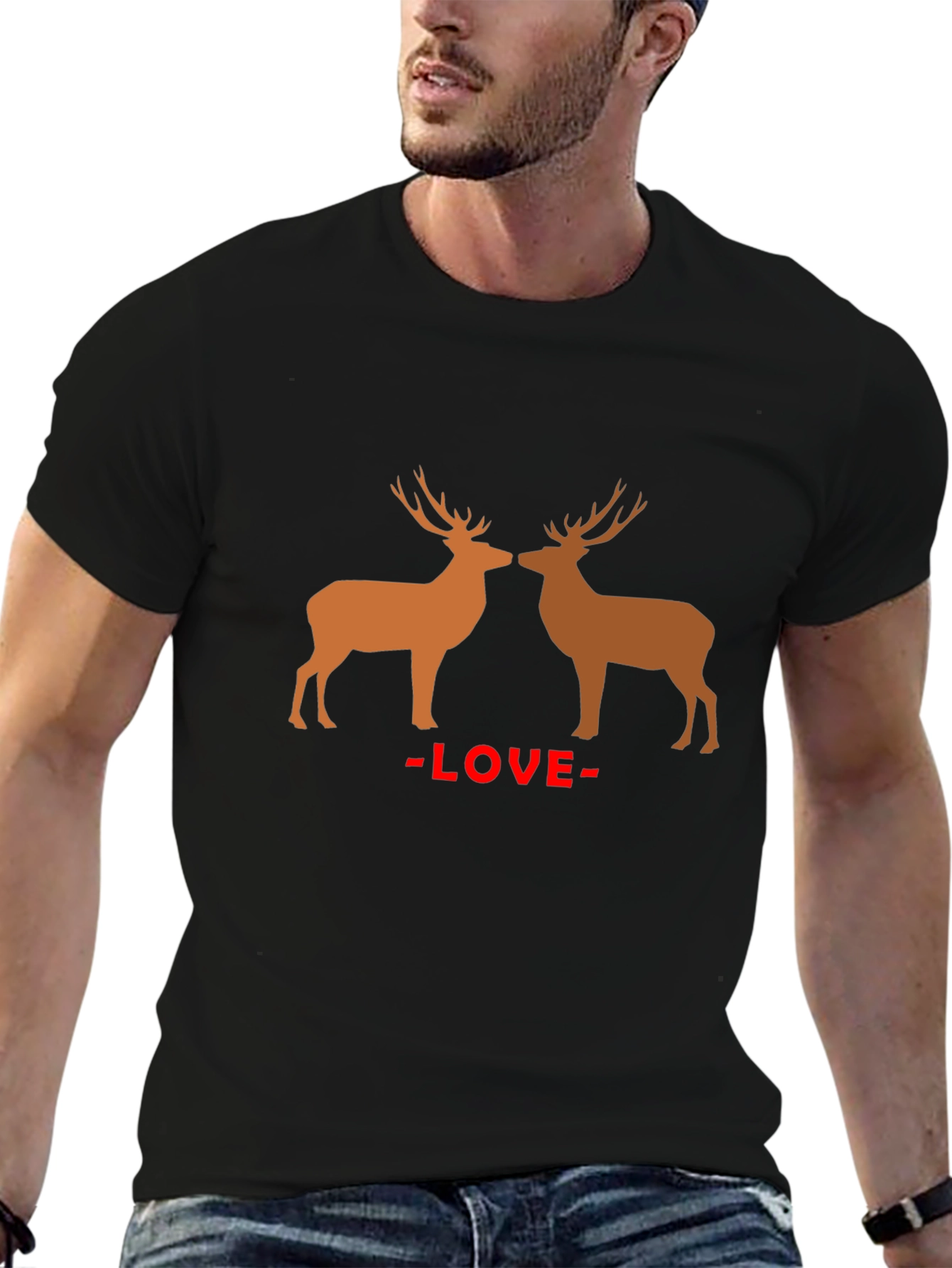 Black Deer Love Graphic Tee - Stylish Casual Wear view 6