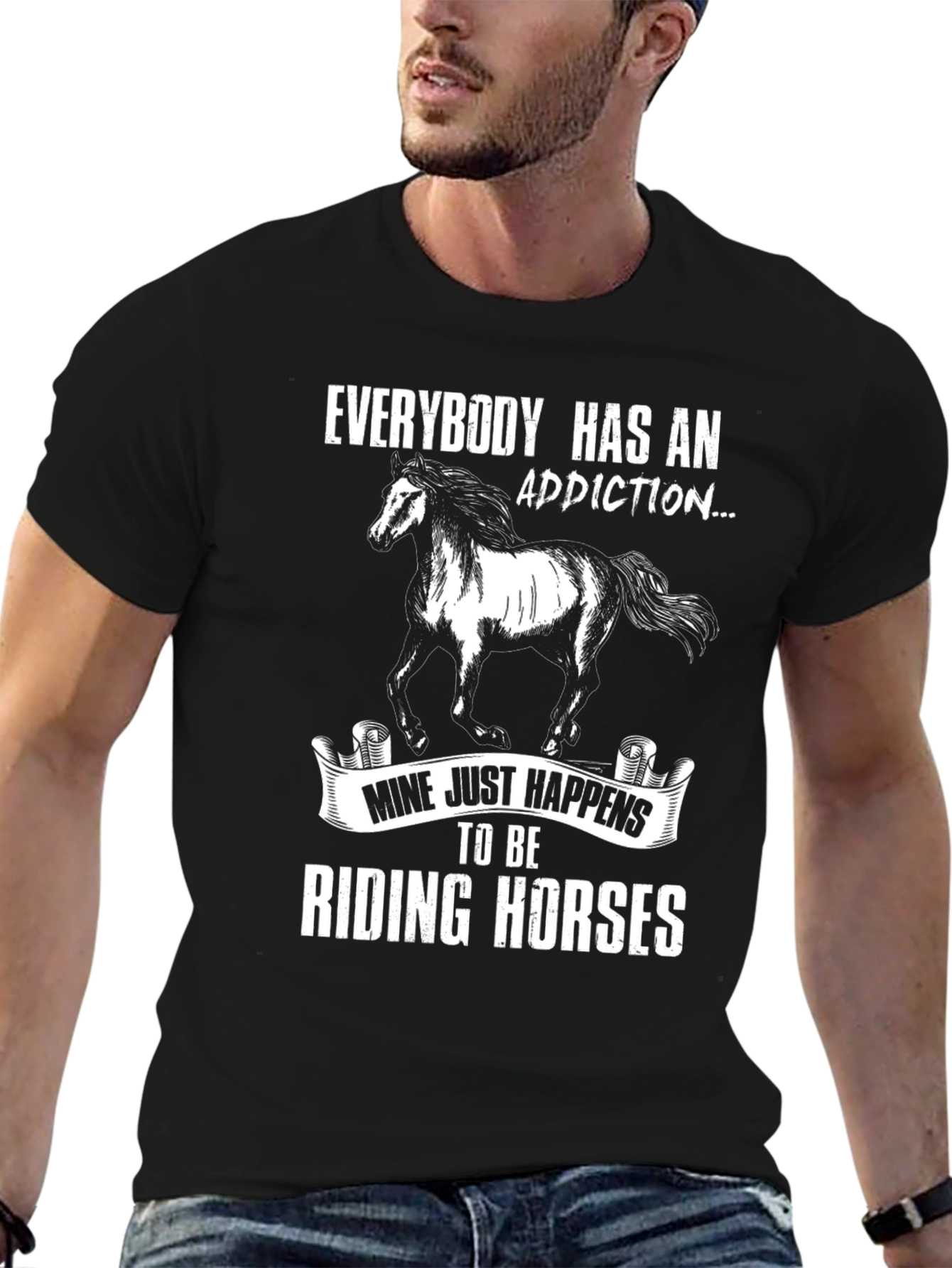 Black Riding Horses Addiction T-Shirt view 6