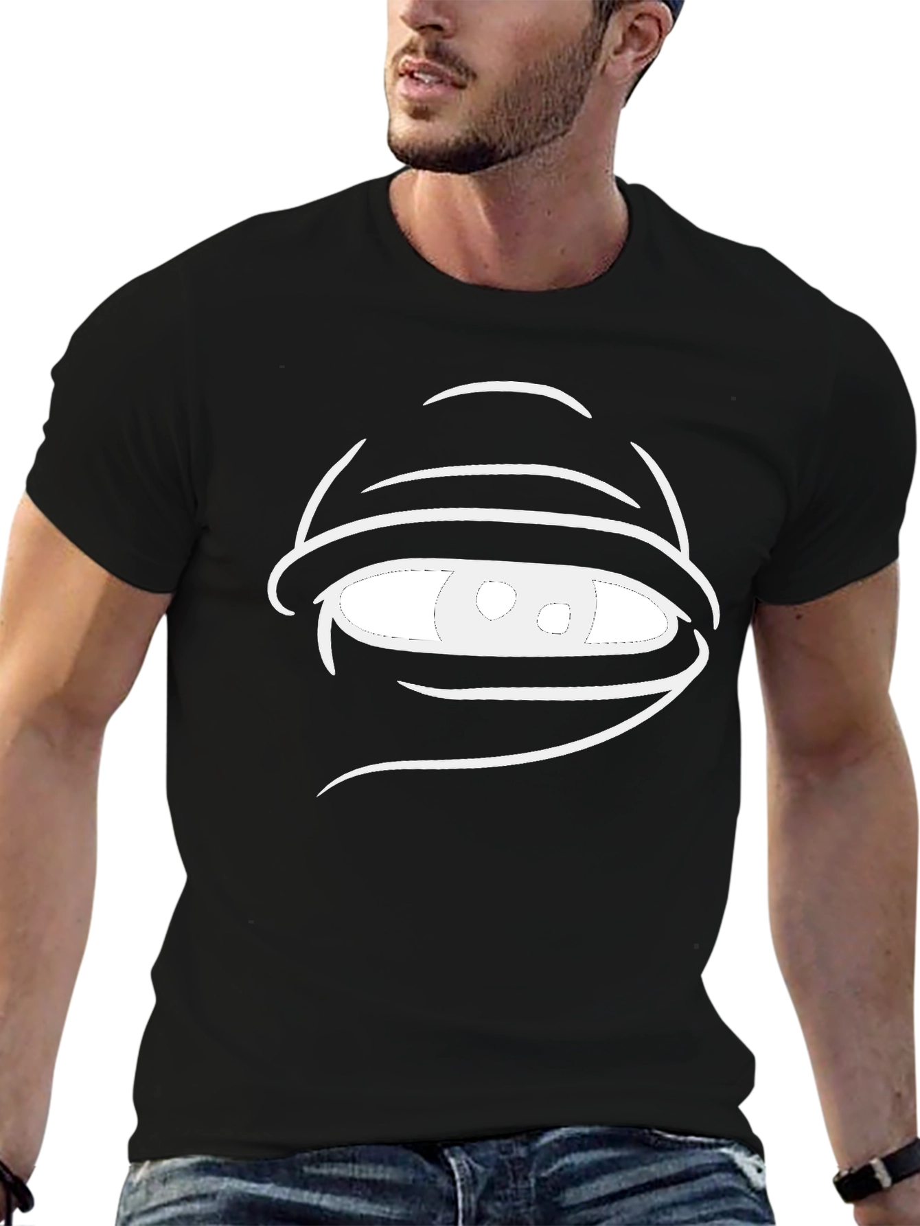 Black Mysterious Eye Graphic Black T-Shirt view 6