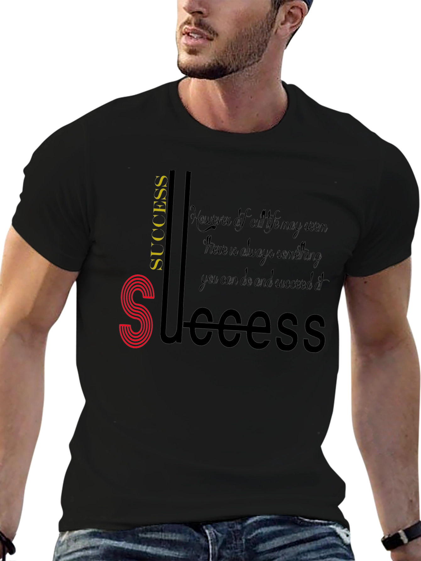 Black Motivational Success Graphic T-Shirt view 6