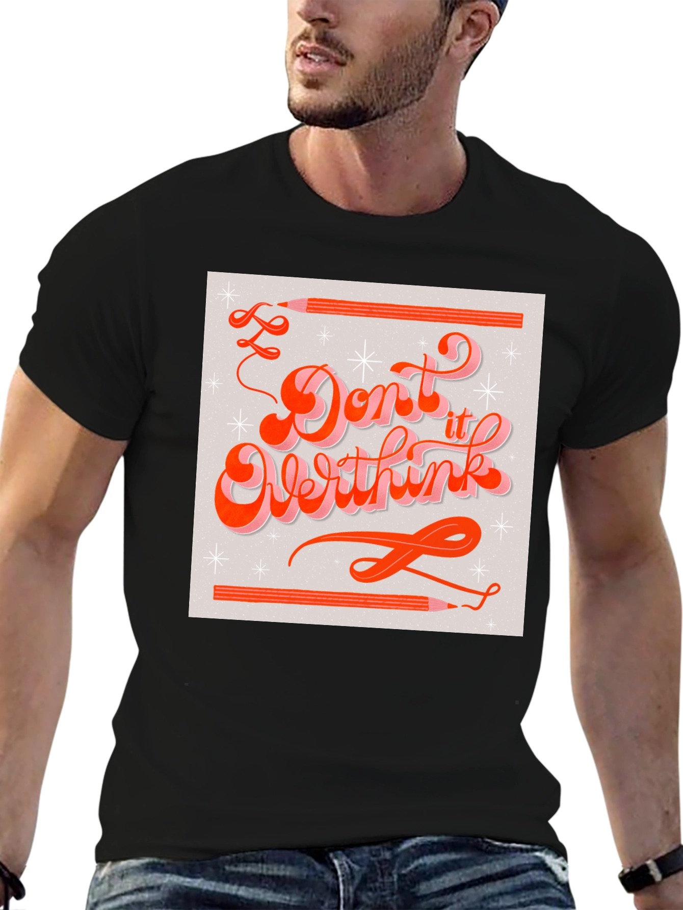 Black Don't Overthink It Graphic Tee - Stylish & Motivational! view 6