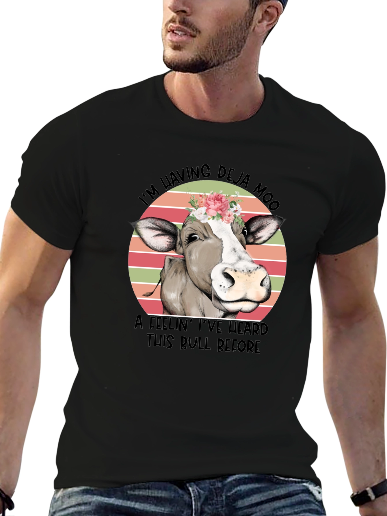 Black Deja Moo Cow Graphic Tee view 6