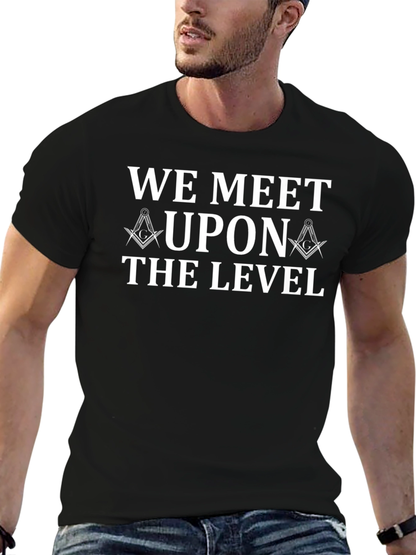 Black Masonic We Meet Upon the Level T-Shirt view 6