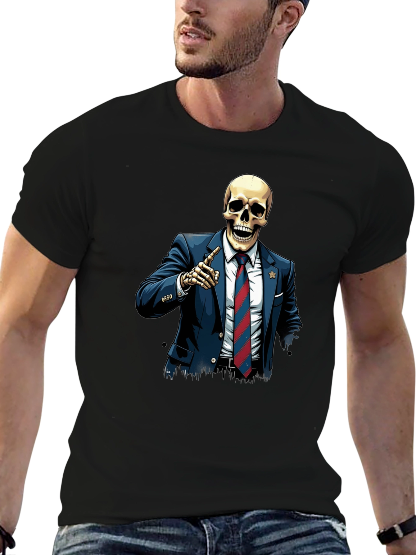Black Skeleton Politician Graphic Tee view 6