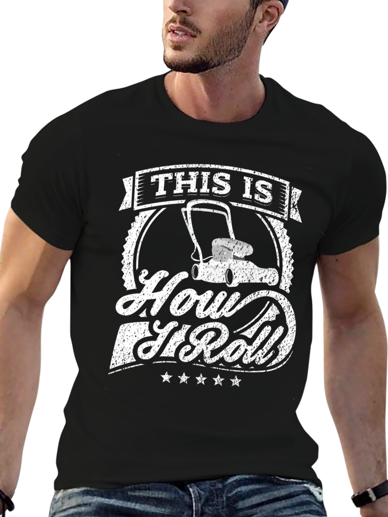 Black This Is How I Roll Lawnmower Graphic T-Shirt view 6